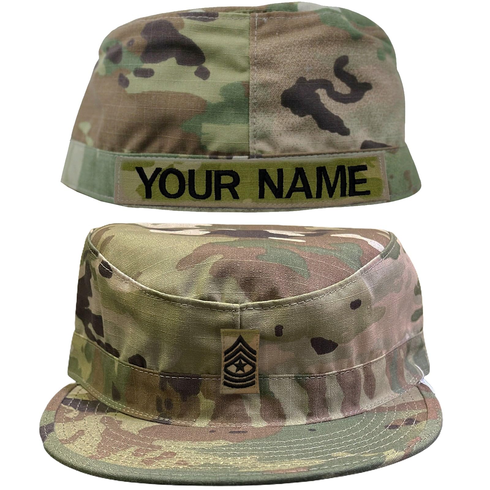 Army Patrol Cap OCP with Sew On Rank and Name Tape USGI