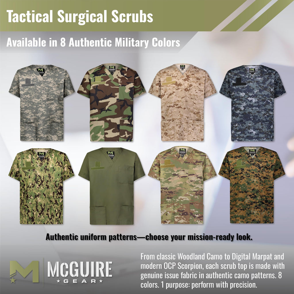 M MCGUIRE GEAR Tactical Ripstop Scrub Top – Unisex Scrubs for Nurses, Military, EMS – Medical Scrub Shirt – Made in the USA.
