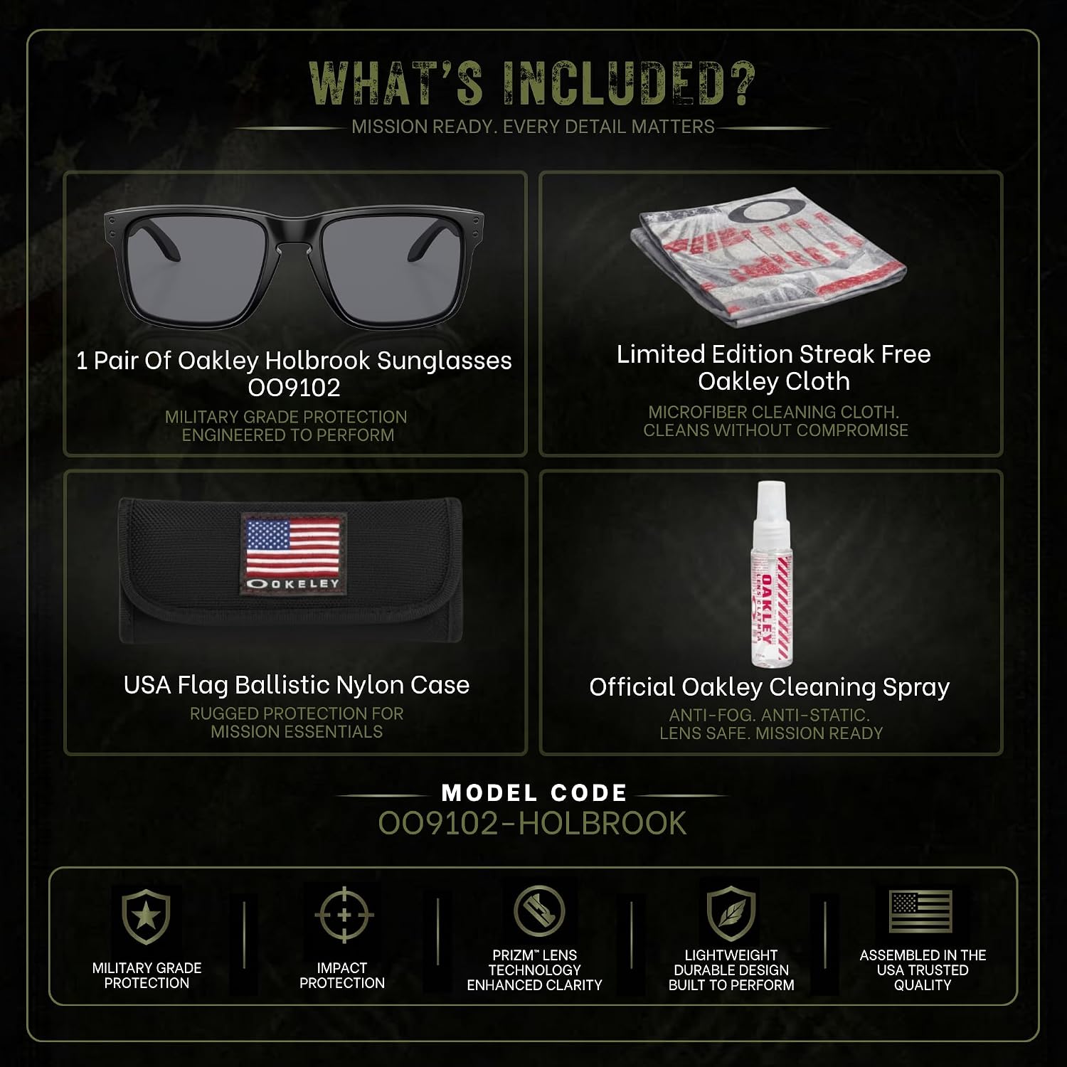 Oakley Standard Issue SI Holbrook USA Flag Collection Sunglasses With Kit