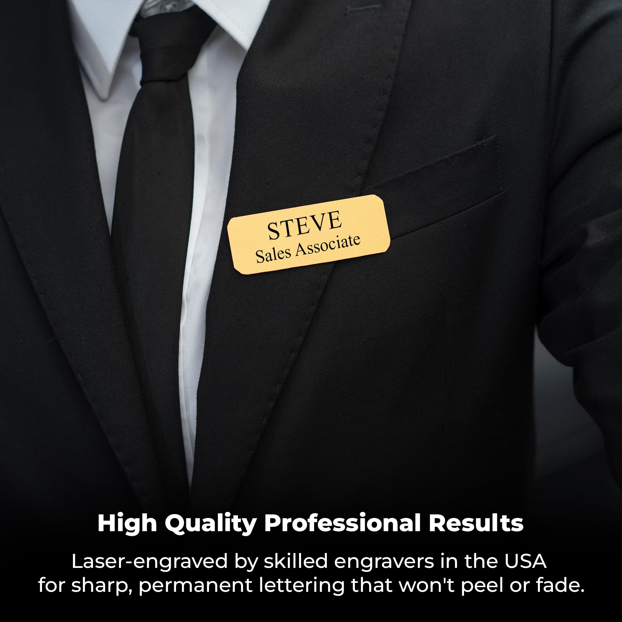 Custom Engraved Name Badges with Pin or Magnet Backing, 1" x 3" - Personalized Acrylic Name Tag with 15 Font Options and 21 Color Options - 1 Tag