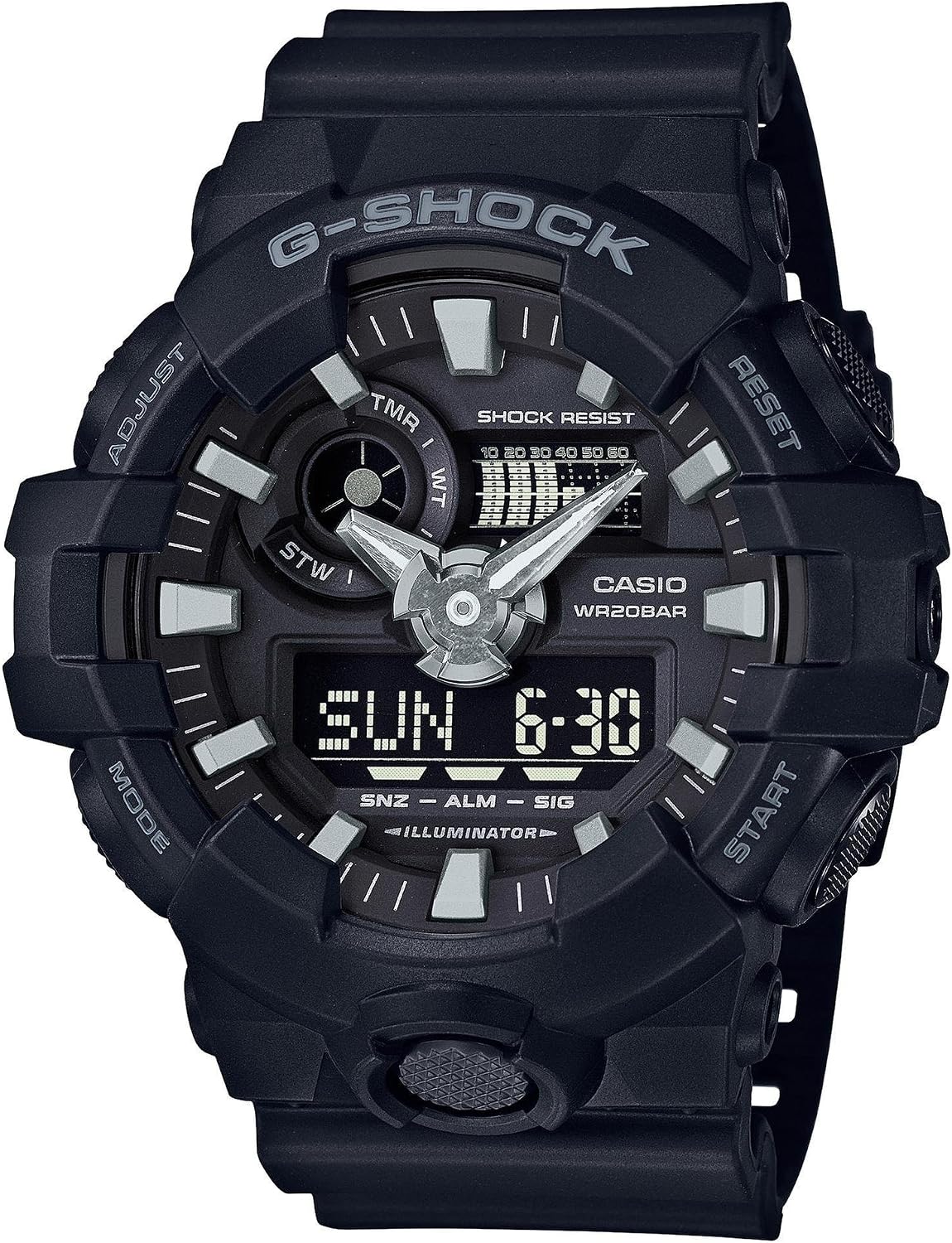Casio Men's 'G Shock' Quartz Resin Casual Watch, Color:Black (Model: GA-700-1BDR)