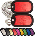 Personalized Military Dog Tags with Silencers and Stainless Steel Ball Chains, Red Aluminum