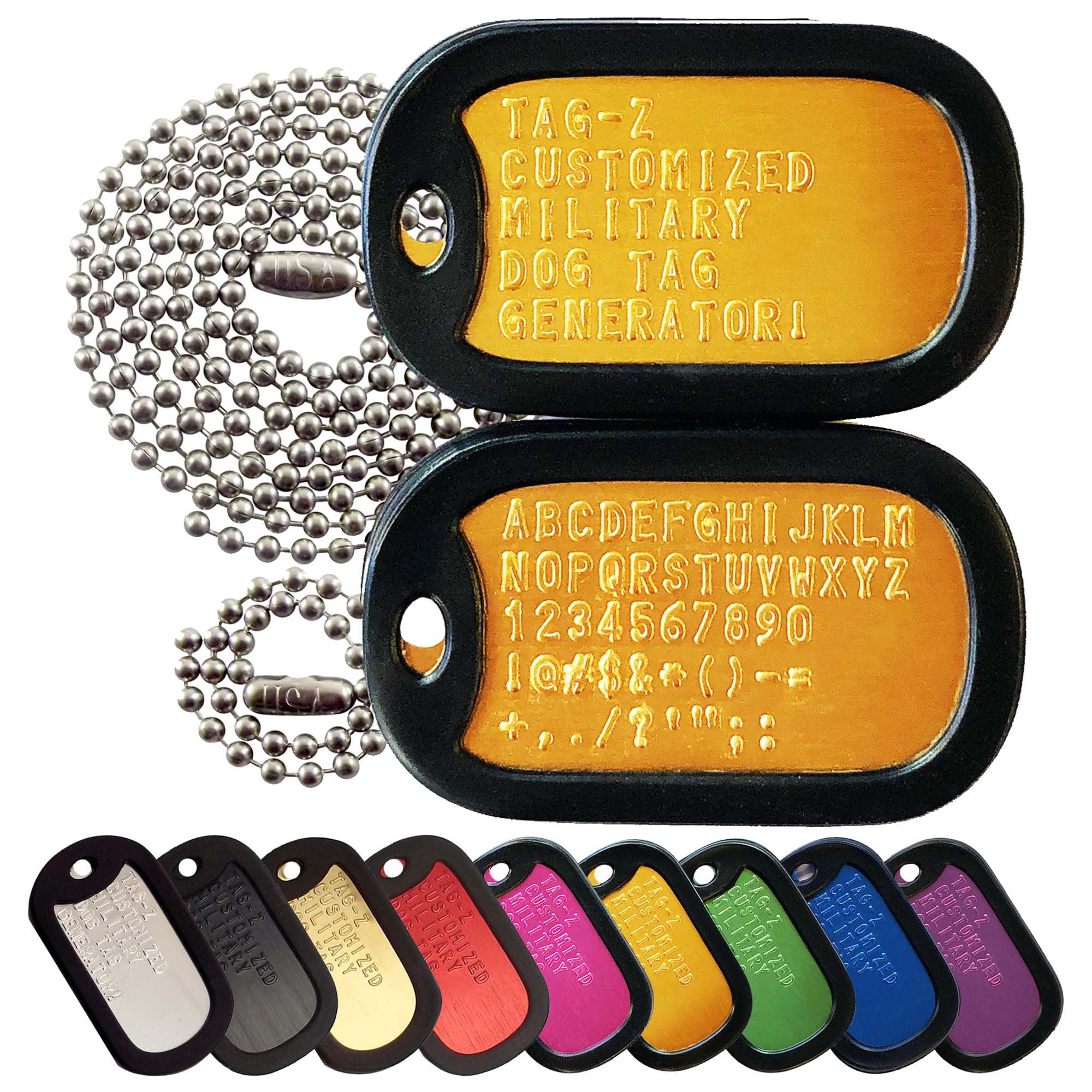 Personalized Military Dog Tags with Silencers and Stainless Steel Ball Chains, Red Aluminum