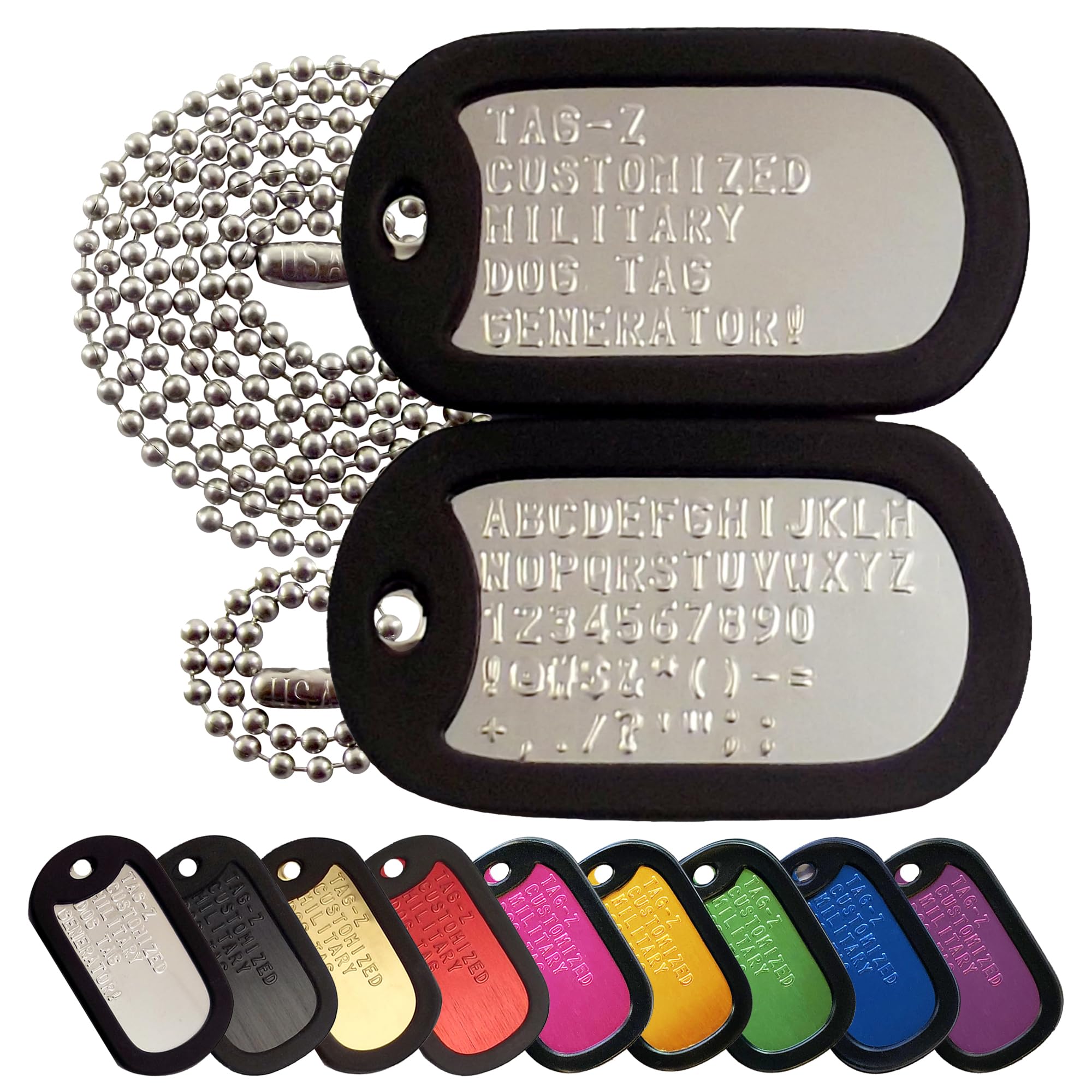 Personalized Military Dog Tags with Silencers and Stainless Steel Ball Chains, Red Aluminum