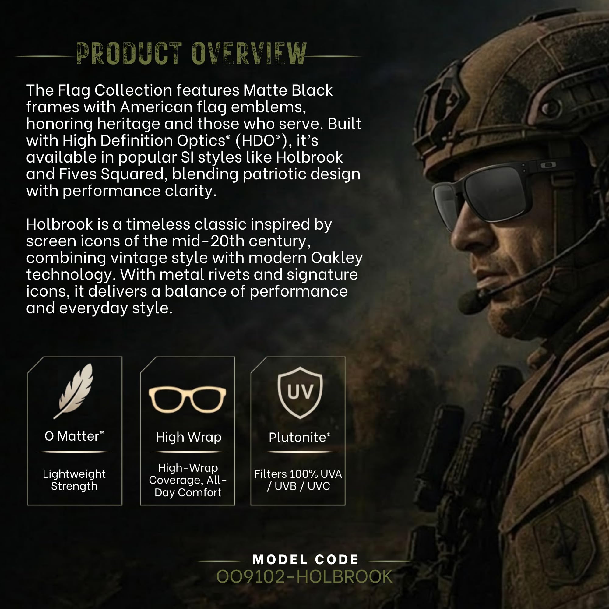 Oakley Standard Issue SI Holbrook USA Flag Collection Sunglasses With Kit