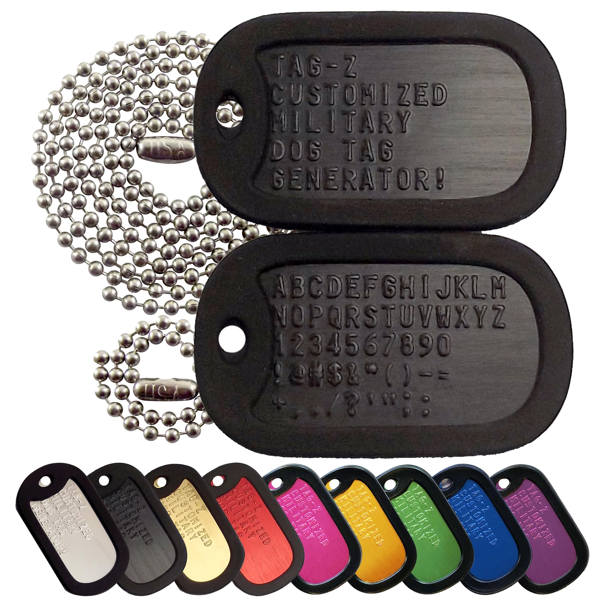 Personalized Military Dog Tags with Silencers and Stainless Steel Ball Chains, Red Aluminum