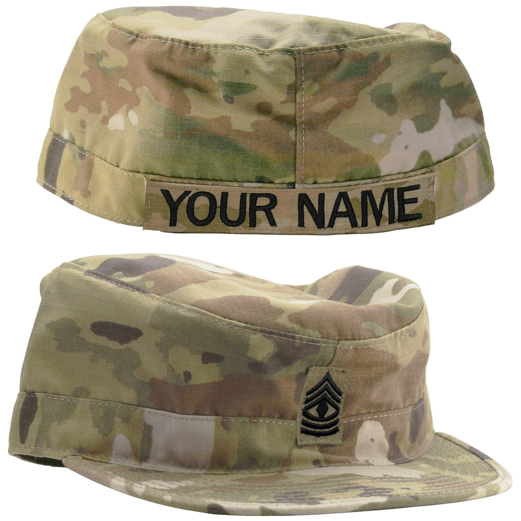 Army Patrol Cap OCP with Sew On Rank and Name Tape USGI