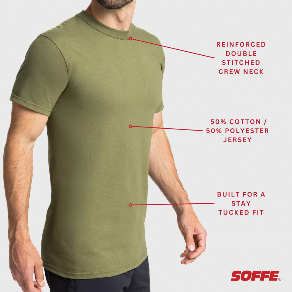 Soffe Men's 3 Pack - USA Poly/Cotton Military Tee