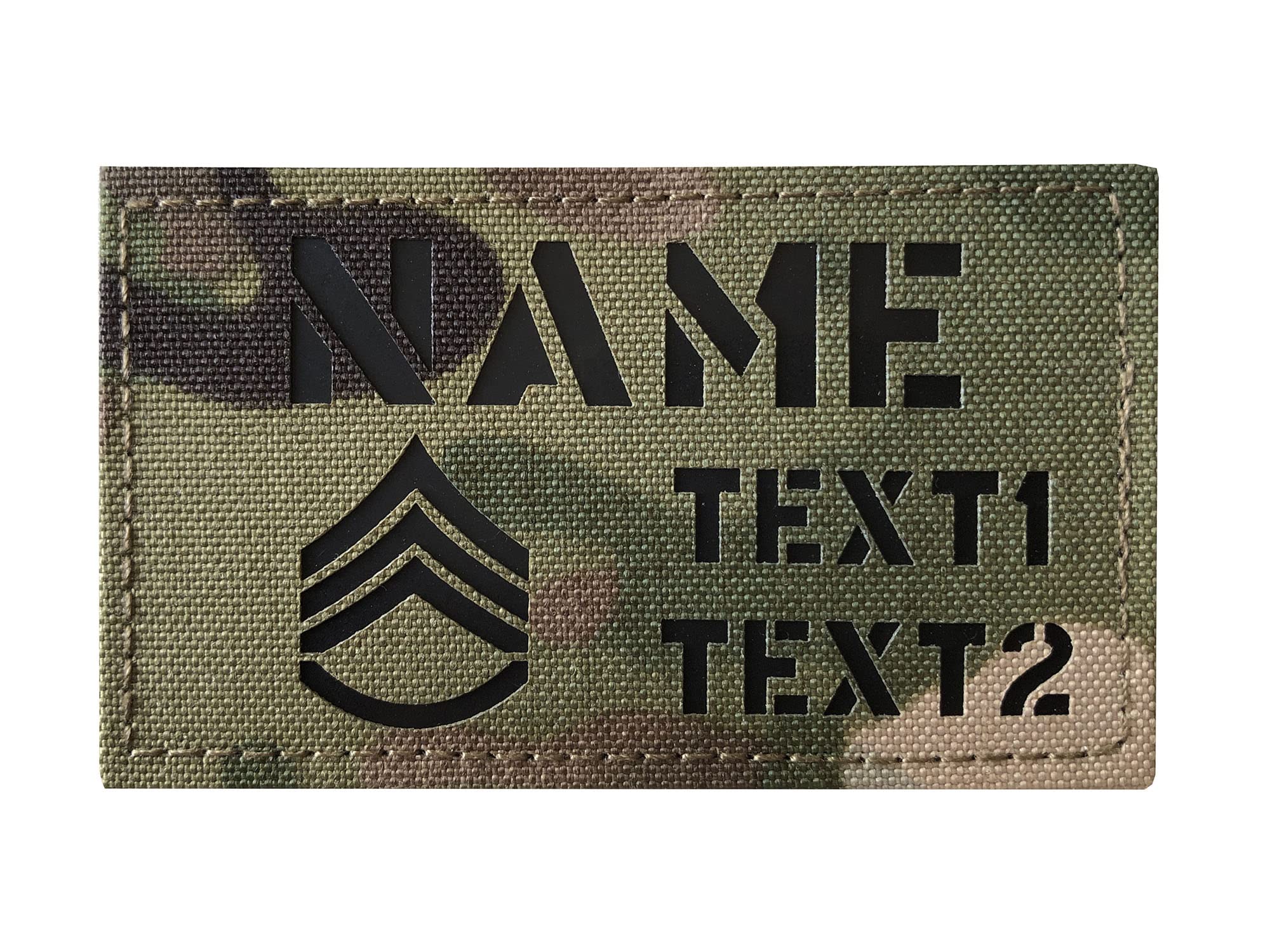 Custom MC Camo IR US Army Rank ID Blood Type Name Tags IR Flag Patch (E5 Sergeant)