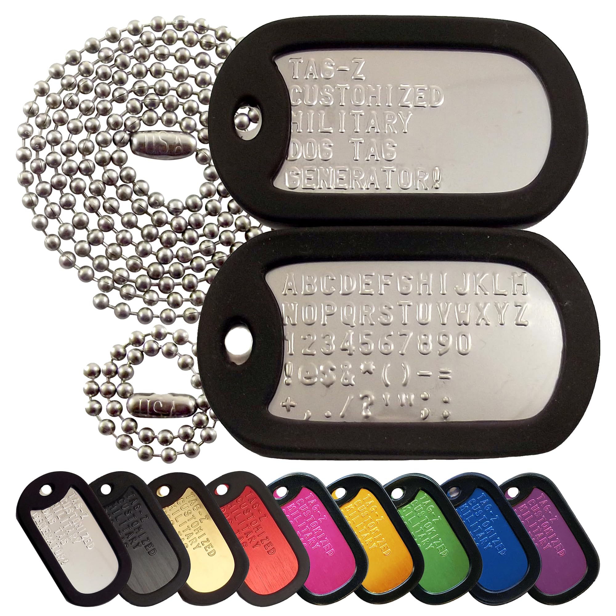 Personalized Military Dog Tags with Silencers and Stainless Steel Ball Chains, Red Aluminum