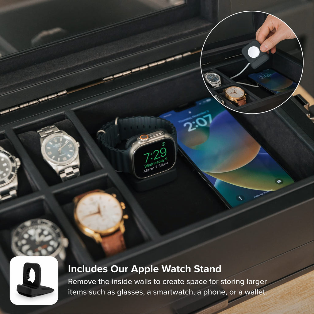 CASE ELEGANCE Military 10-Slot Watch Box with Glass Top