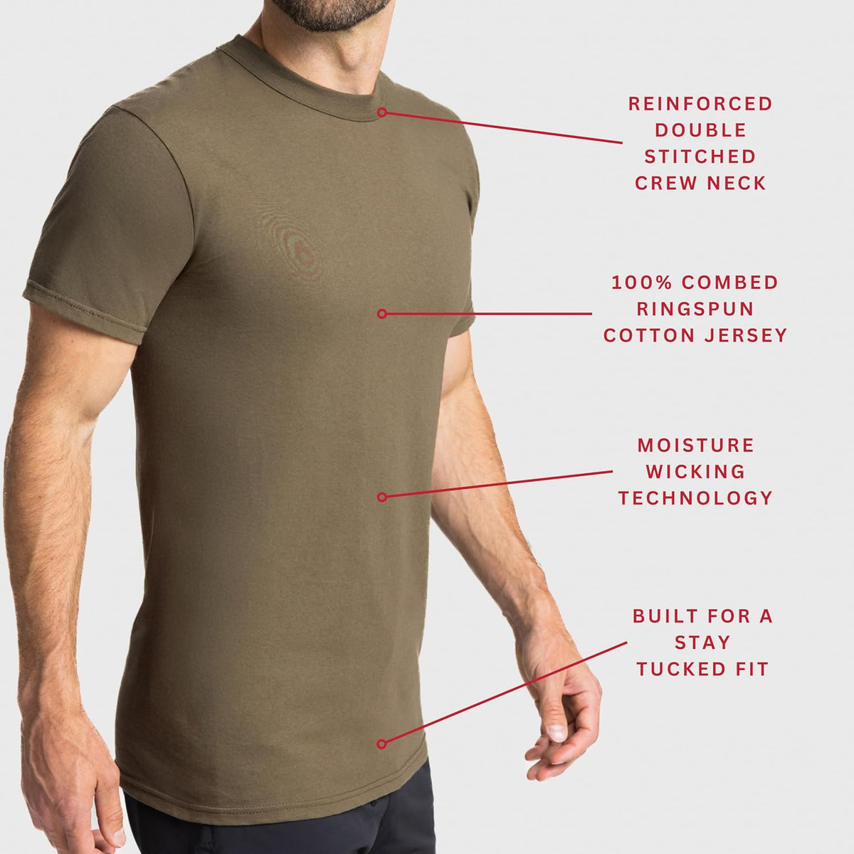 Soffe Men's Military Soft Ringspun Cotton T-Shirt, 3 Pack