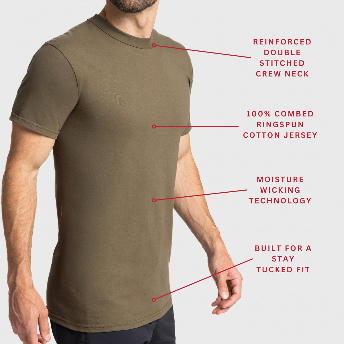 Soffe Men's Military Soft Ringspun Cotton T-Shirt, 3 Pack