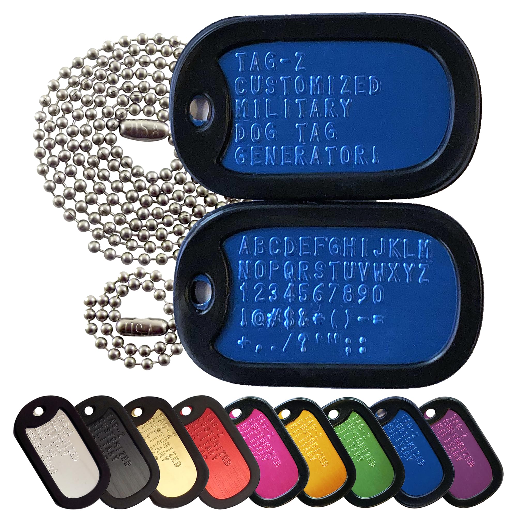 Personalized Military Dog Tags with Silencers and Stainless Steel Ball Chains, Red Aluminum