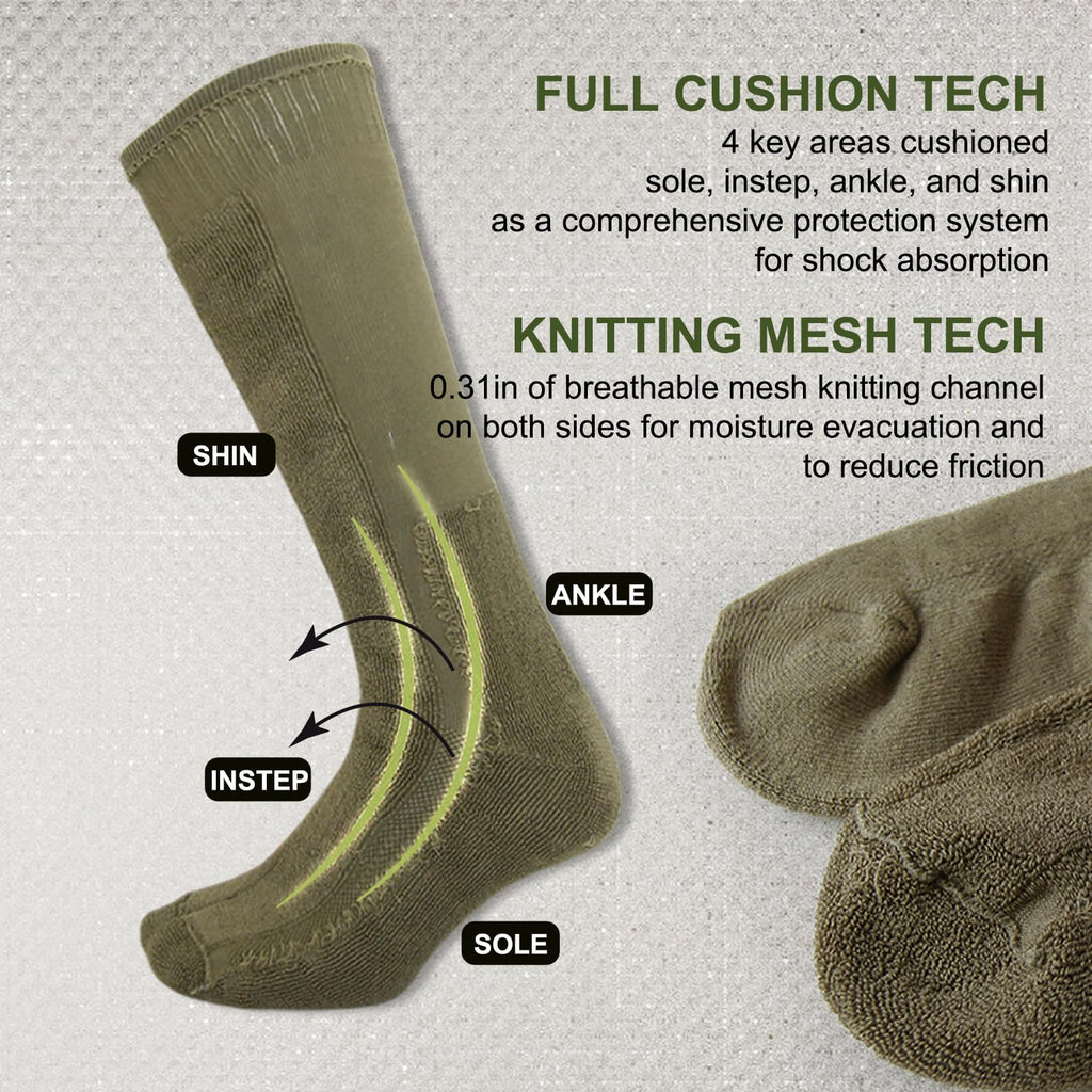 Men's Hiking Socks, Tactical Boot for Men, Over-the-Calf Work Boot Socks