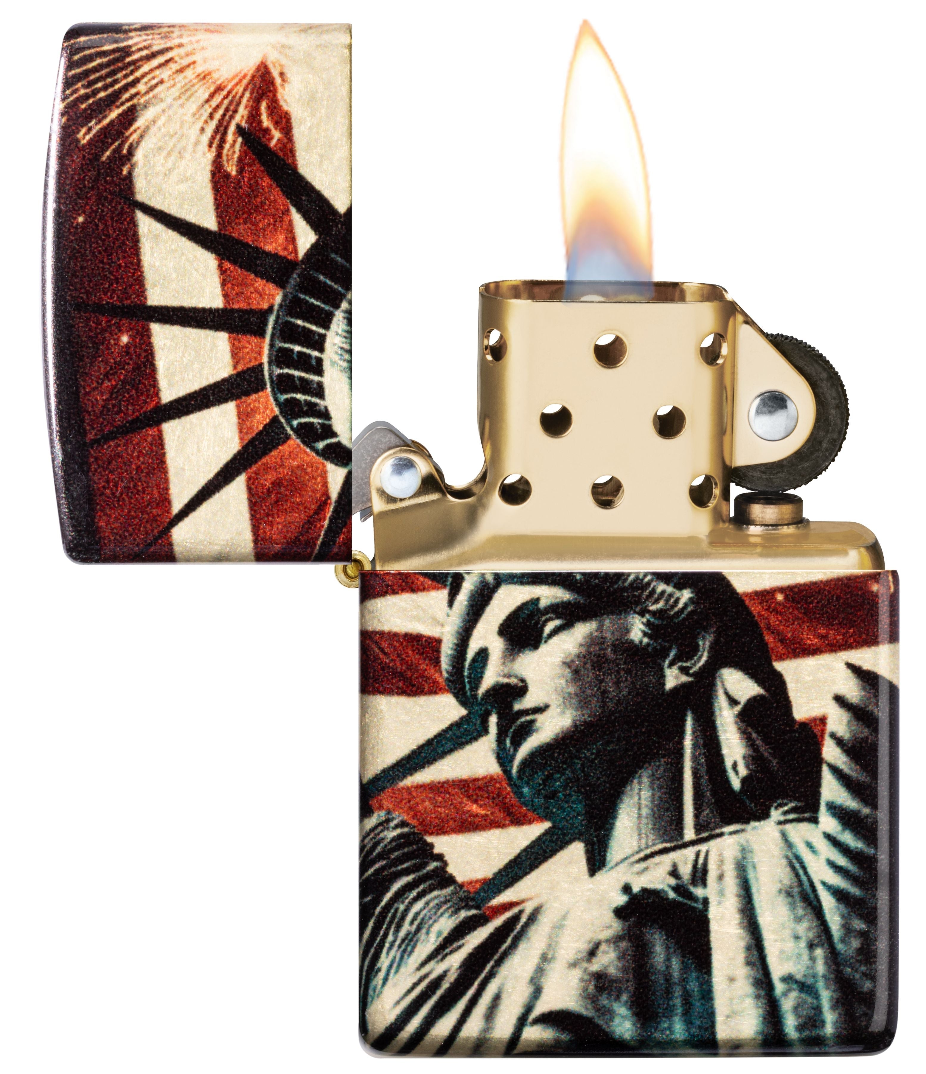 Zippo Statue of Liberty Patriotic, 540 Tumbled Brass Lighter #47186