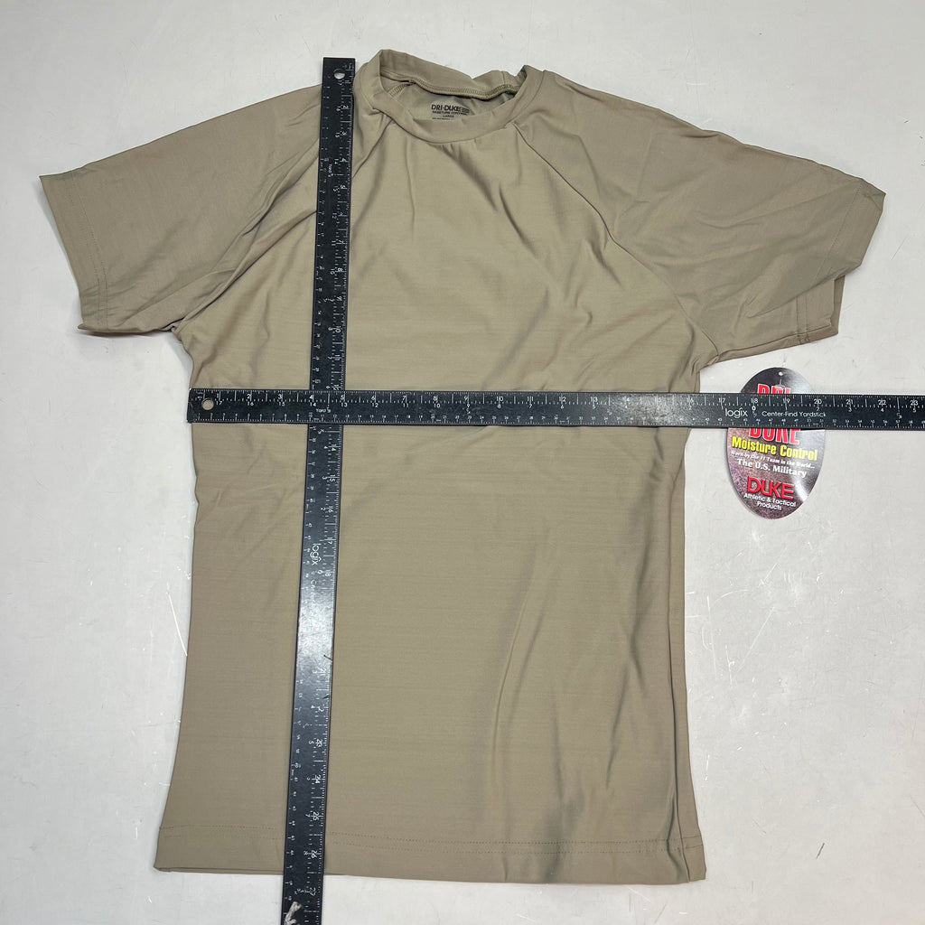 DUKE DRI Nylon/Spandex Tight Fit Military T-Shirt Men's Sz L Coyote Tan T45499BG
