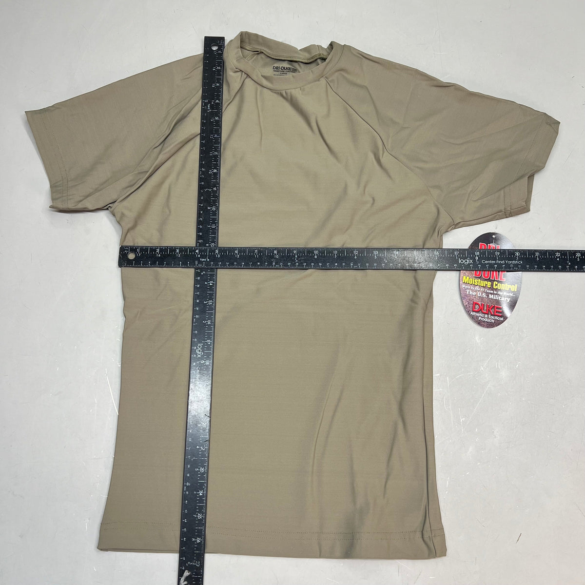 DUKE DRI Nylon/Spandex Tight Fit Military T-Shirt Men's Sz L Coyote Tan T45499BG