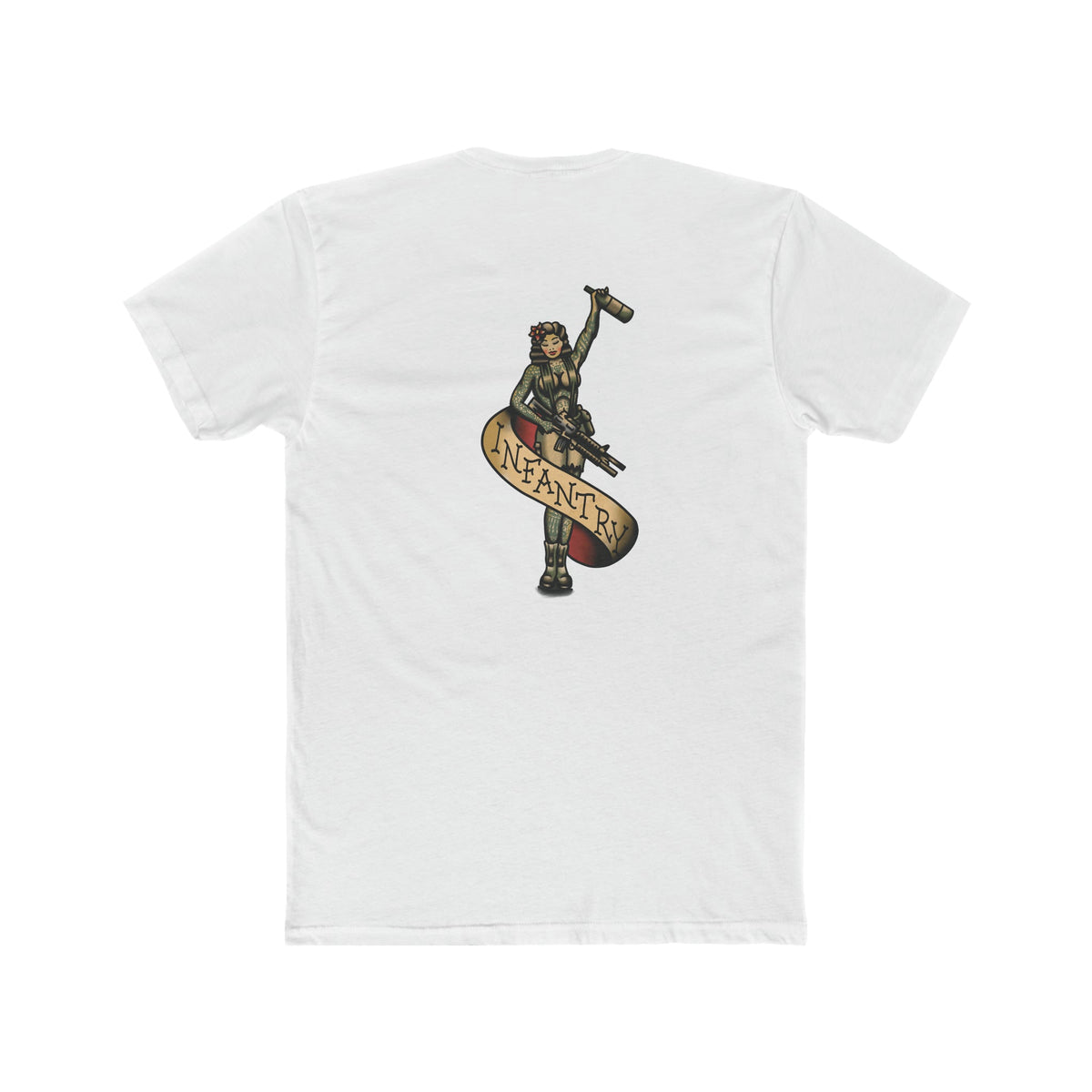 Infantry Pin-Up with M4 M203 and Bottle - Crew Tee