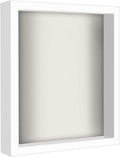 White Shadow Box Frame with Soft Linen Back | Displays Memorabilia and Photos up to 8x10 Inches