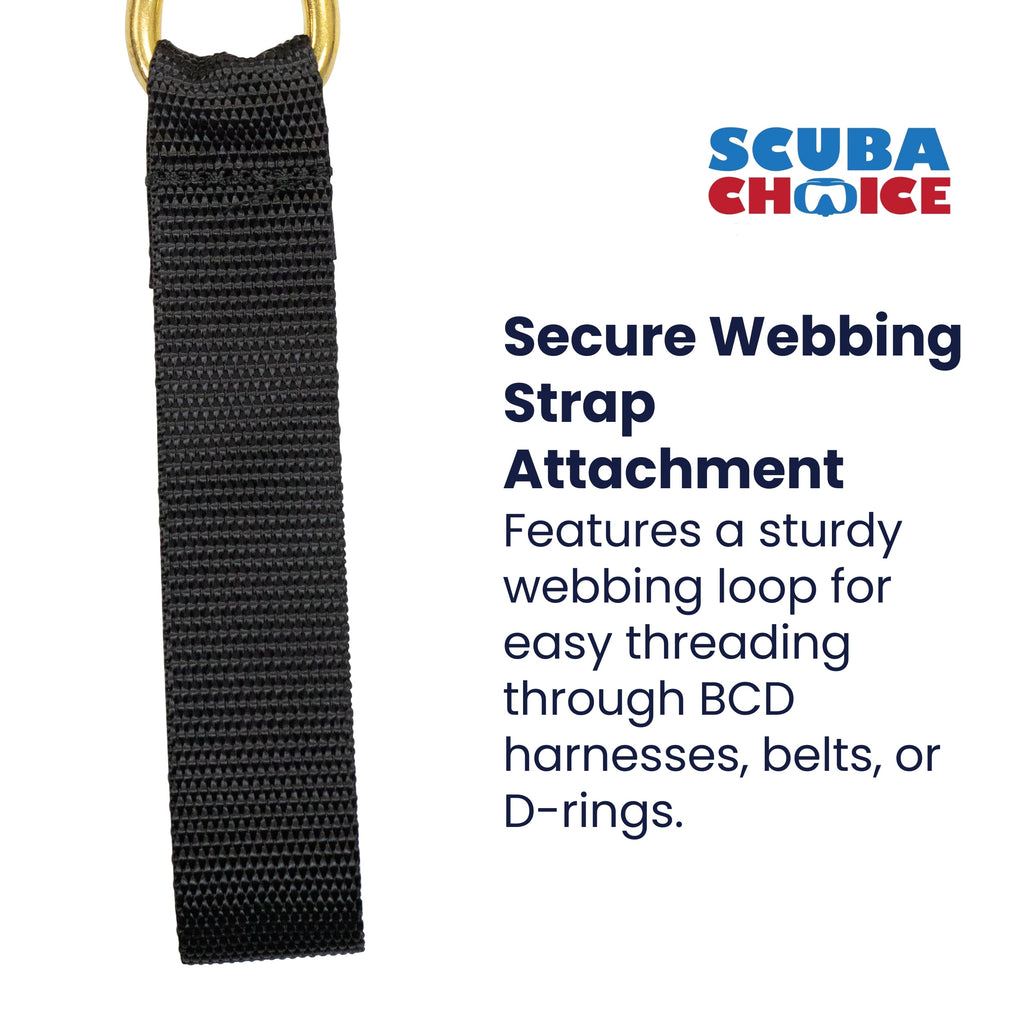 Scuba Diving 3-1/2" Brass Snap with Webbing Strap