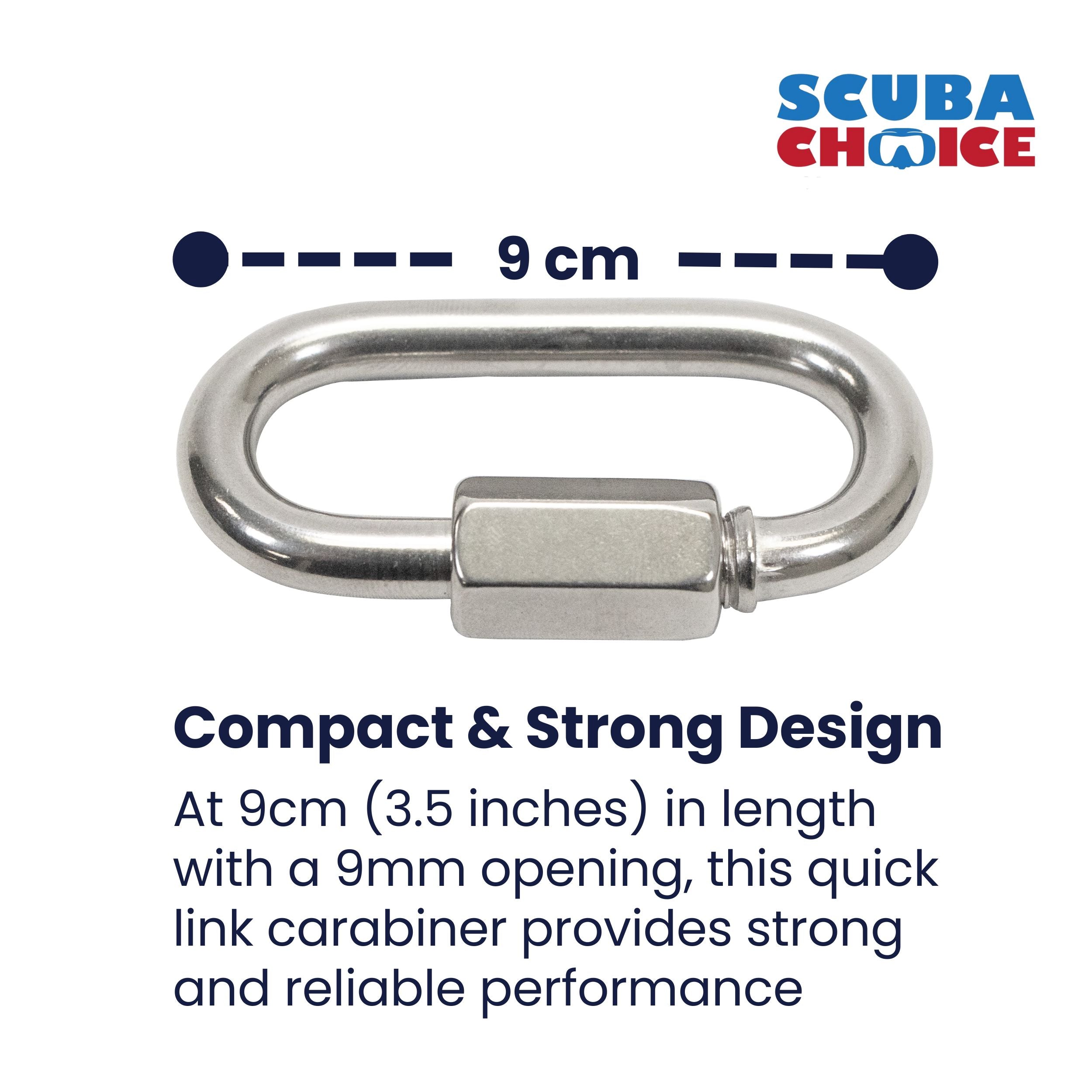 Scuba Choice 9cm SS Oval Quick Link Carabiner W/ Screw 13mm Opening