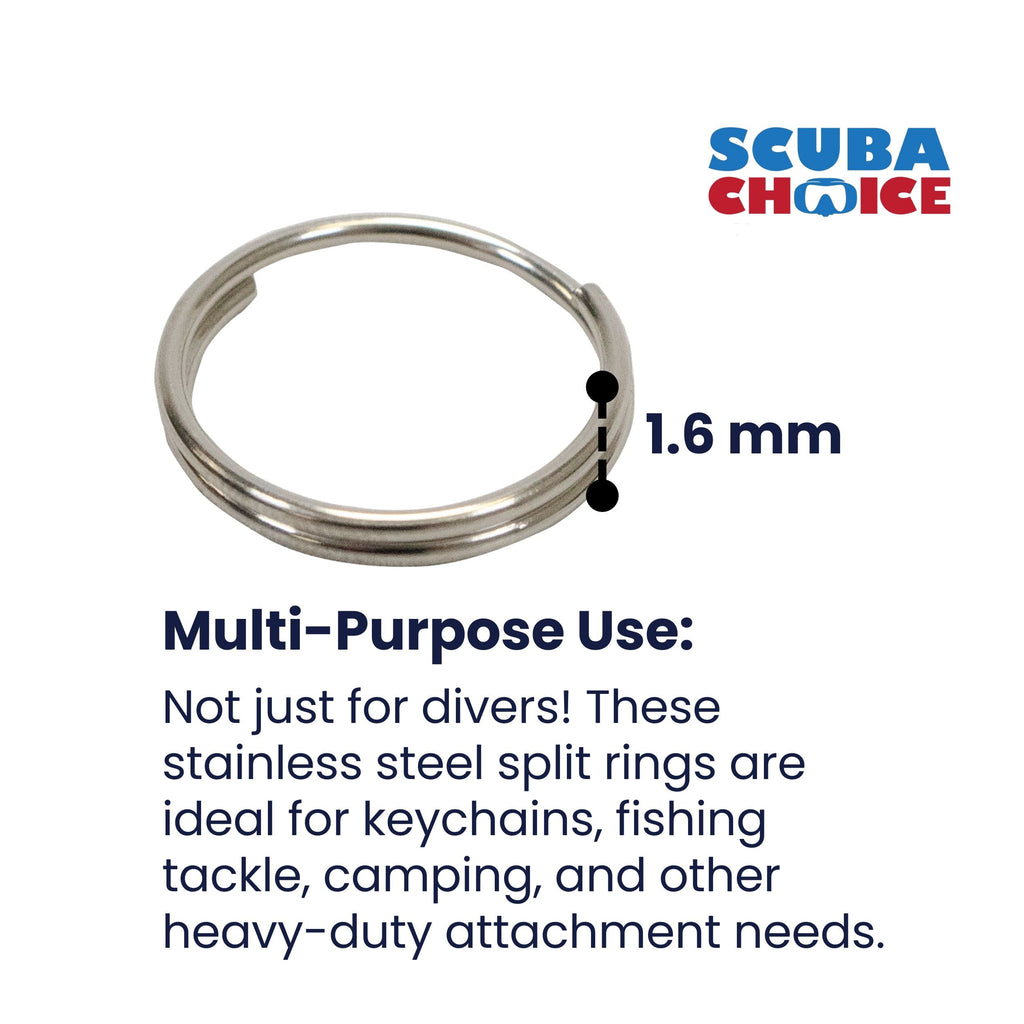 Scuba Diving 24mm Stainless Steel 1.6mm Split Ring for BCD attachment 10pc