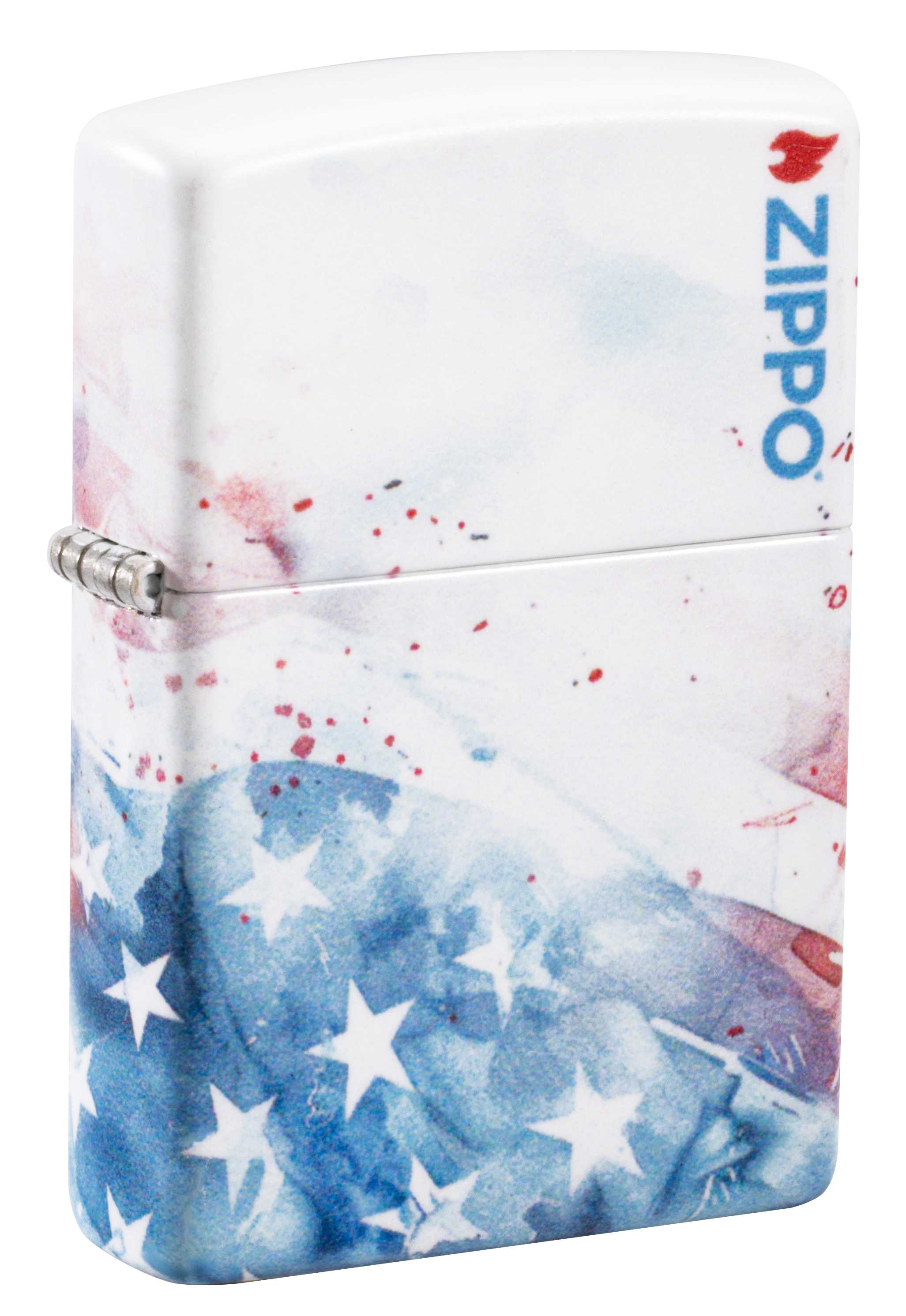 Zippo American Flag Watercolor, 540 White Matte Lighter #47209