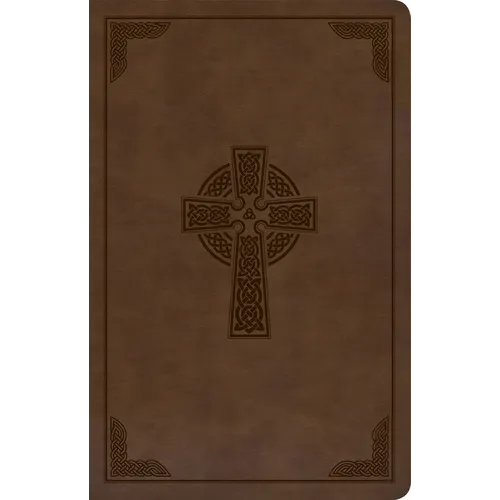 KJV Large Print Personal Size Reference Bible, Brown Celtic Cross Leathertouch - Imitation Leather