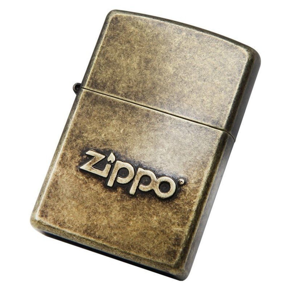 Zippo Stamped Logo Classic Antique Lighter, Brass Finish #28994