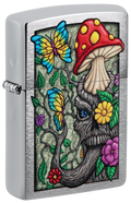 Zippo Trippy Mushroom Design, Brushed Chrome Lighter #48635