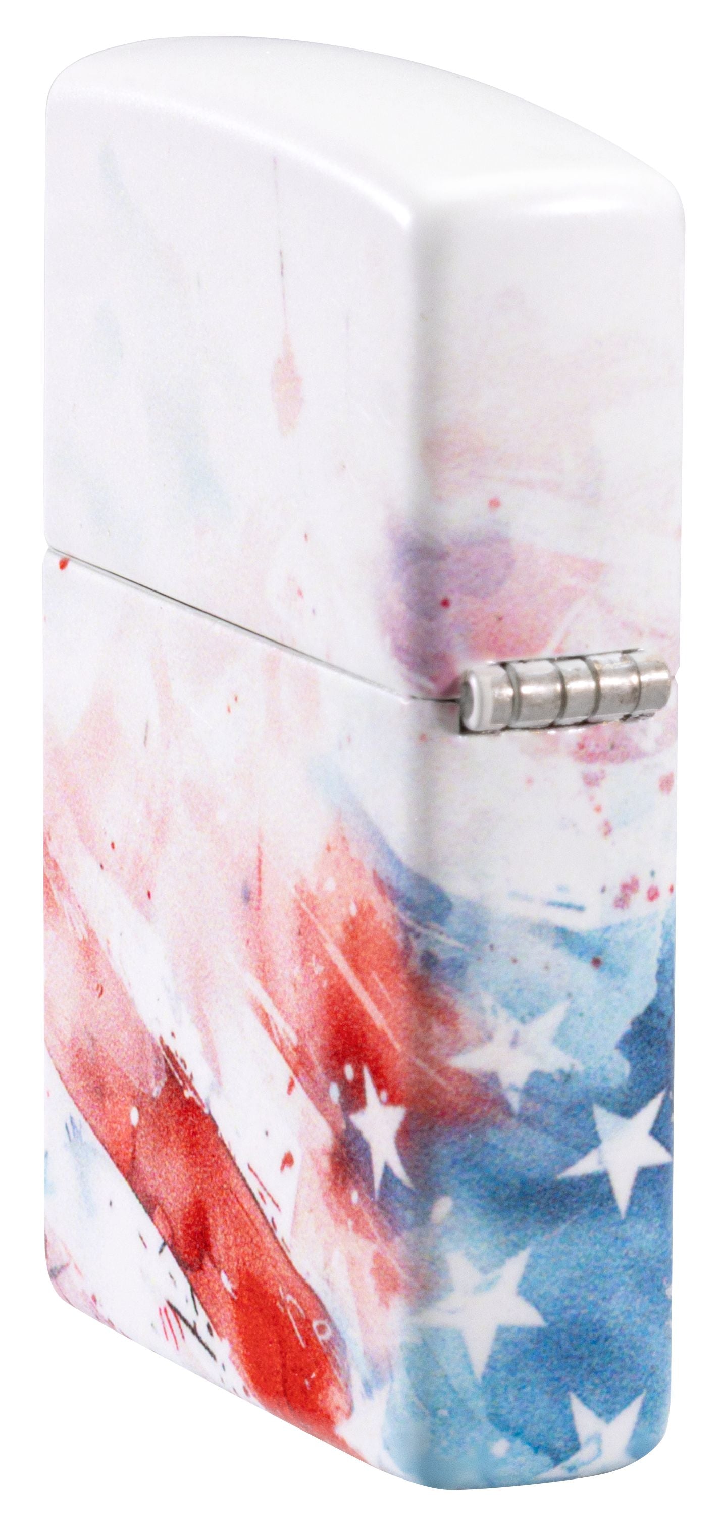 Zippo American Flag Watercolor, 540 White Matte Lighter #47209