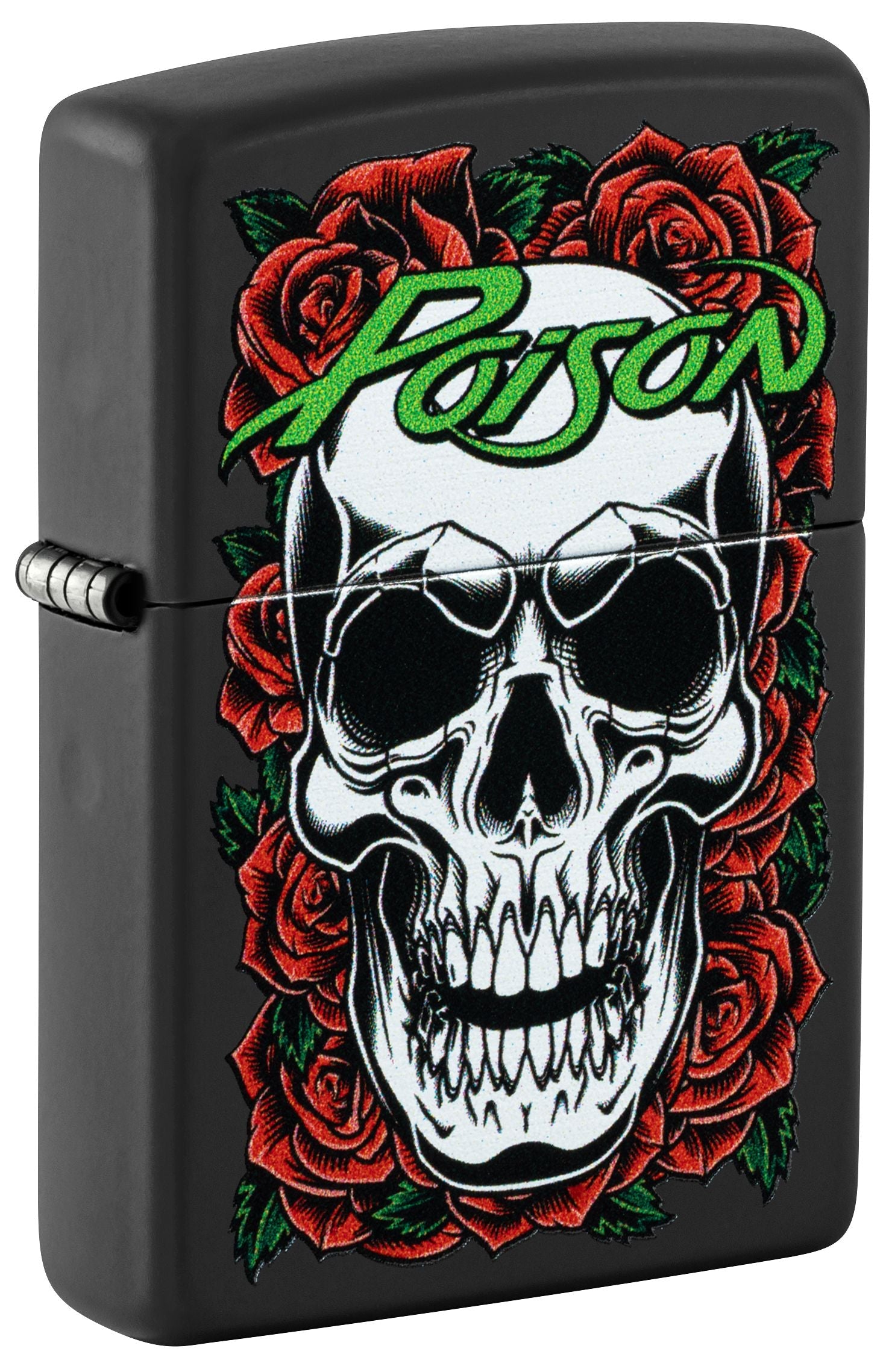 Zippo Poison Skull & Roses Black Matte Lighter #47229