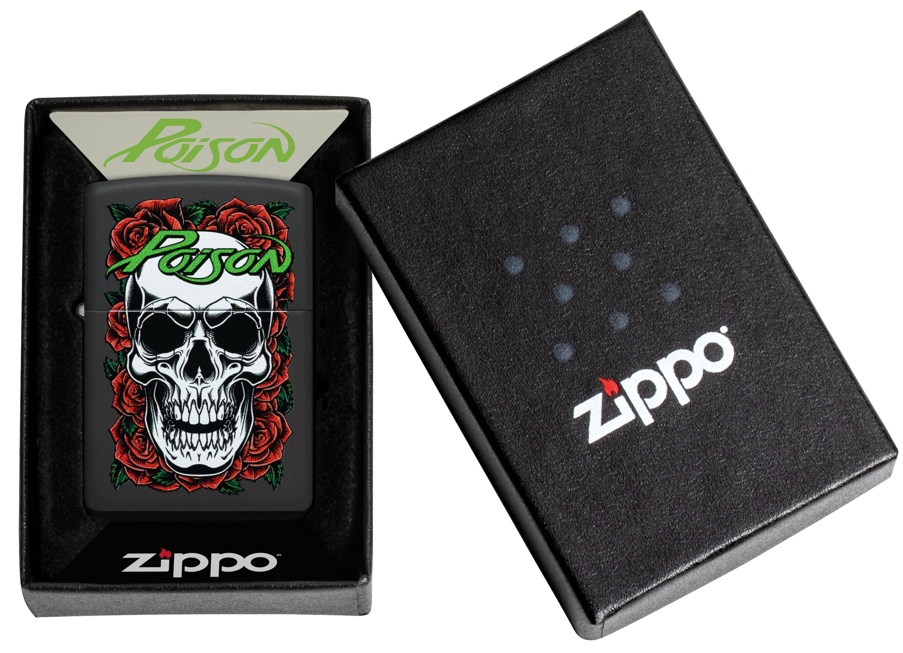 Zippo Poison Skull & Roses Black Matte Lighter #47229
