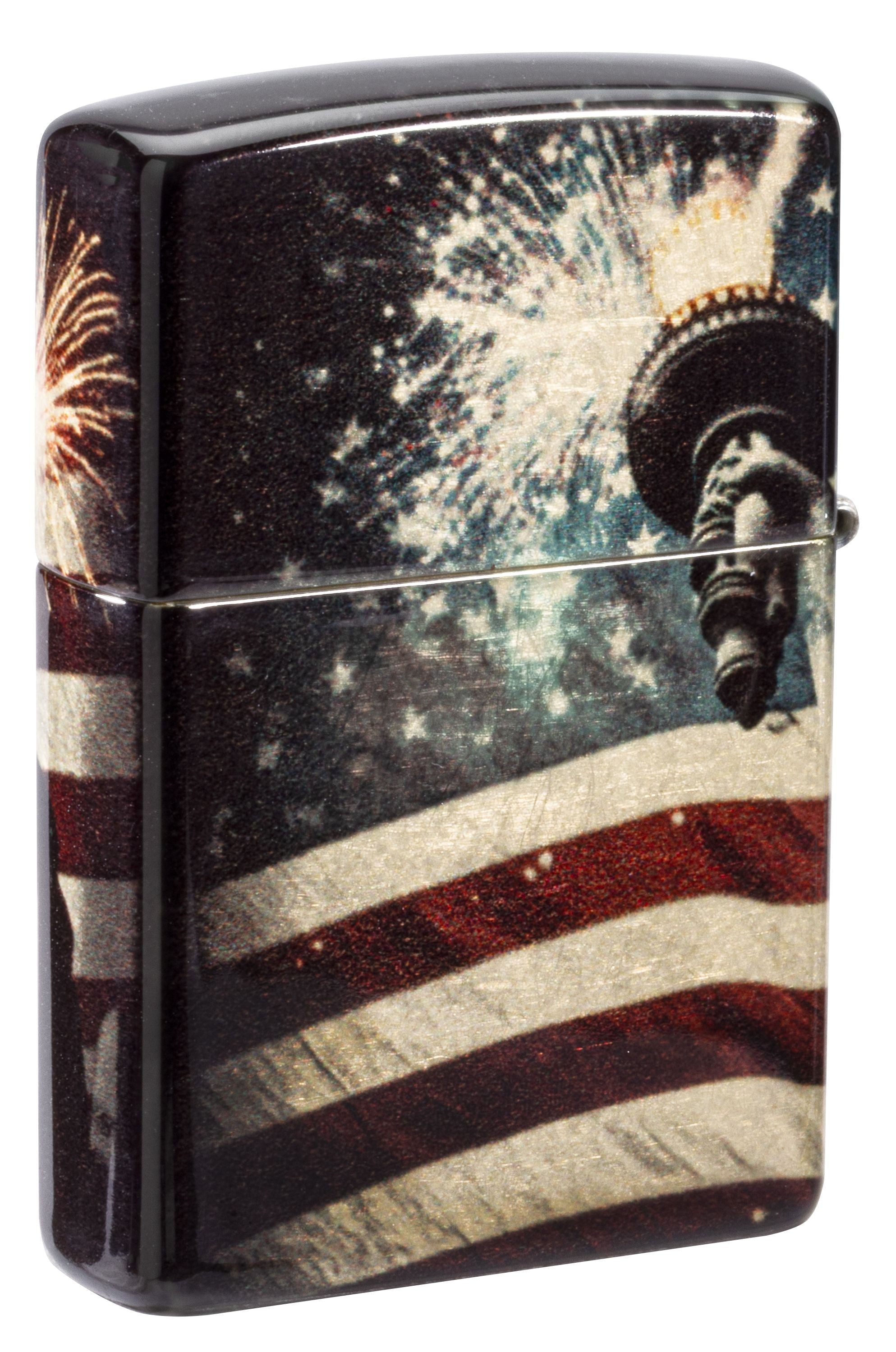 Zippo Statue of Liberty Patriotic, 540 Tumbled Brass Lighter #47186