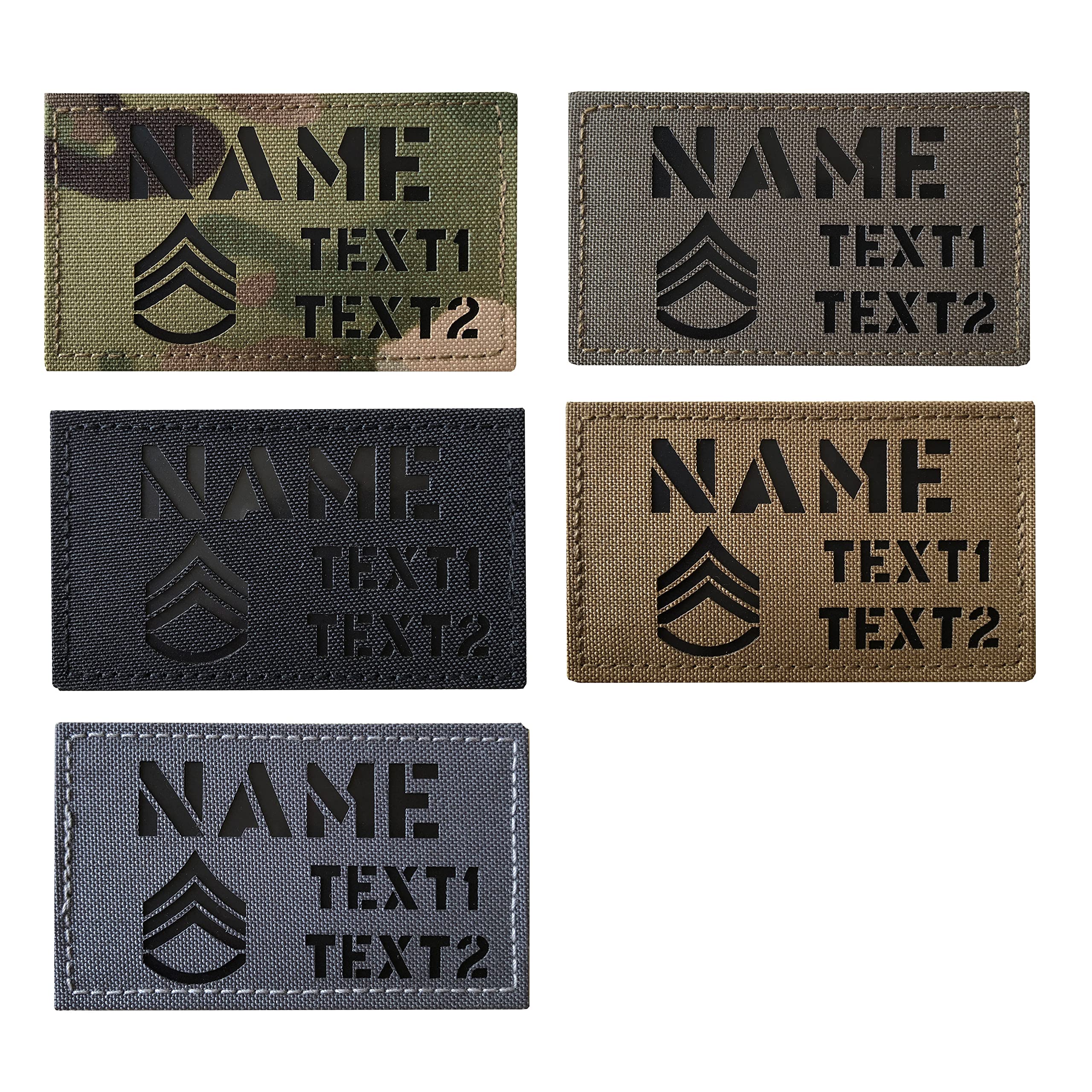 Custom MC Camo IR US Army Rank ID Blood Type Name Tags IR Flag Patch (E5 Sergeant)
