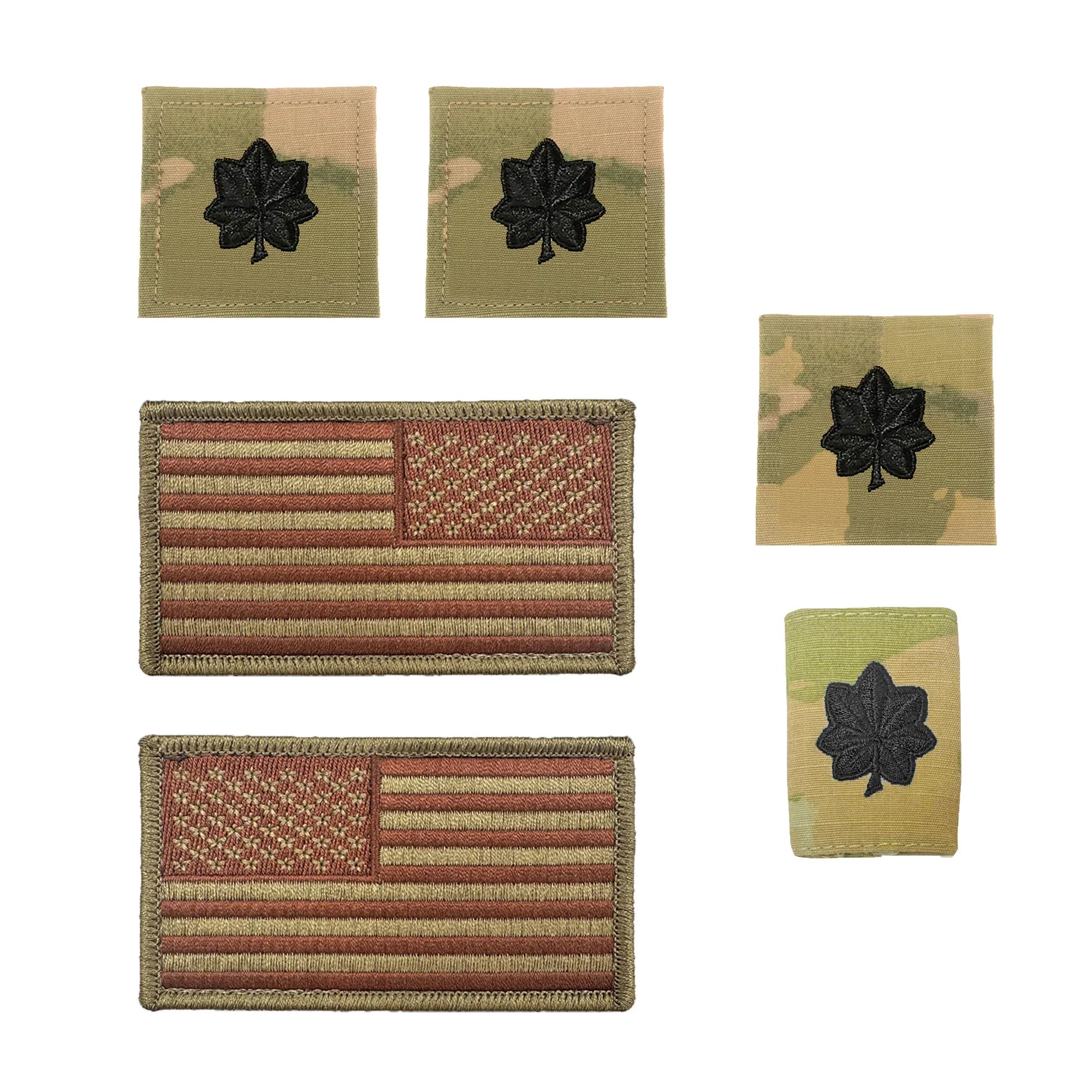 U.S. Air Force Lieutenant Colonel Rank and Reverse OCP Spice Brown Flag Bundle