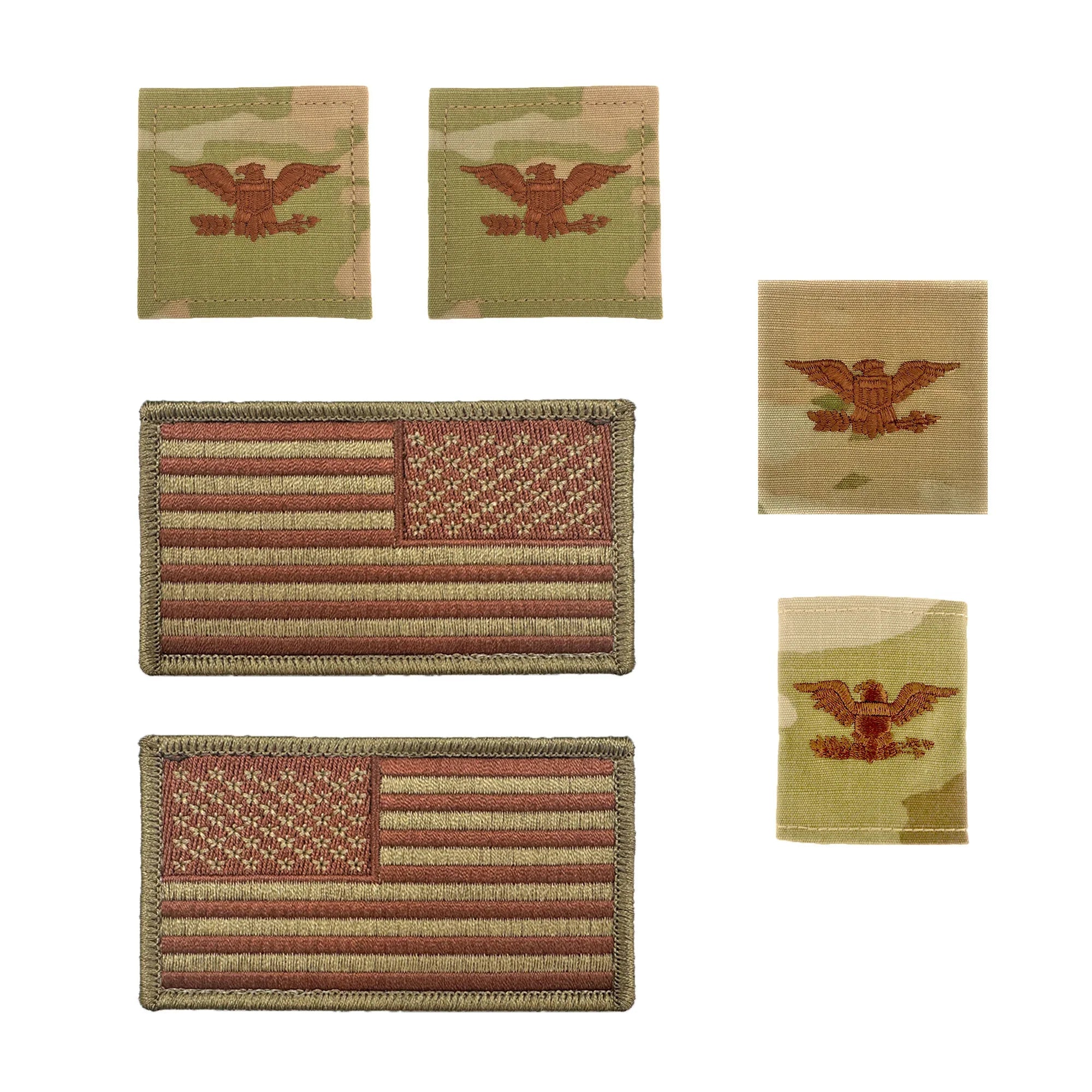 U.S. Air Force Colonel Rank and Reverse OCP Spice Brown Flag Bundle
