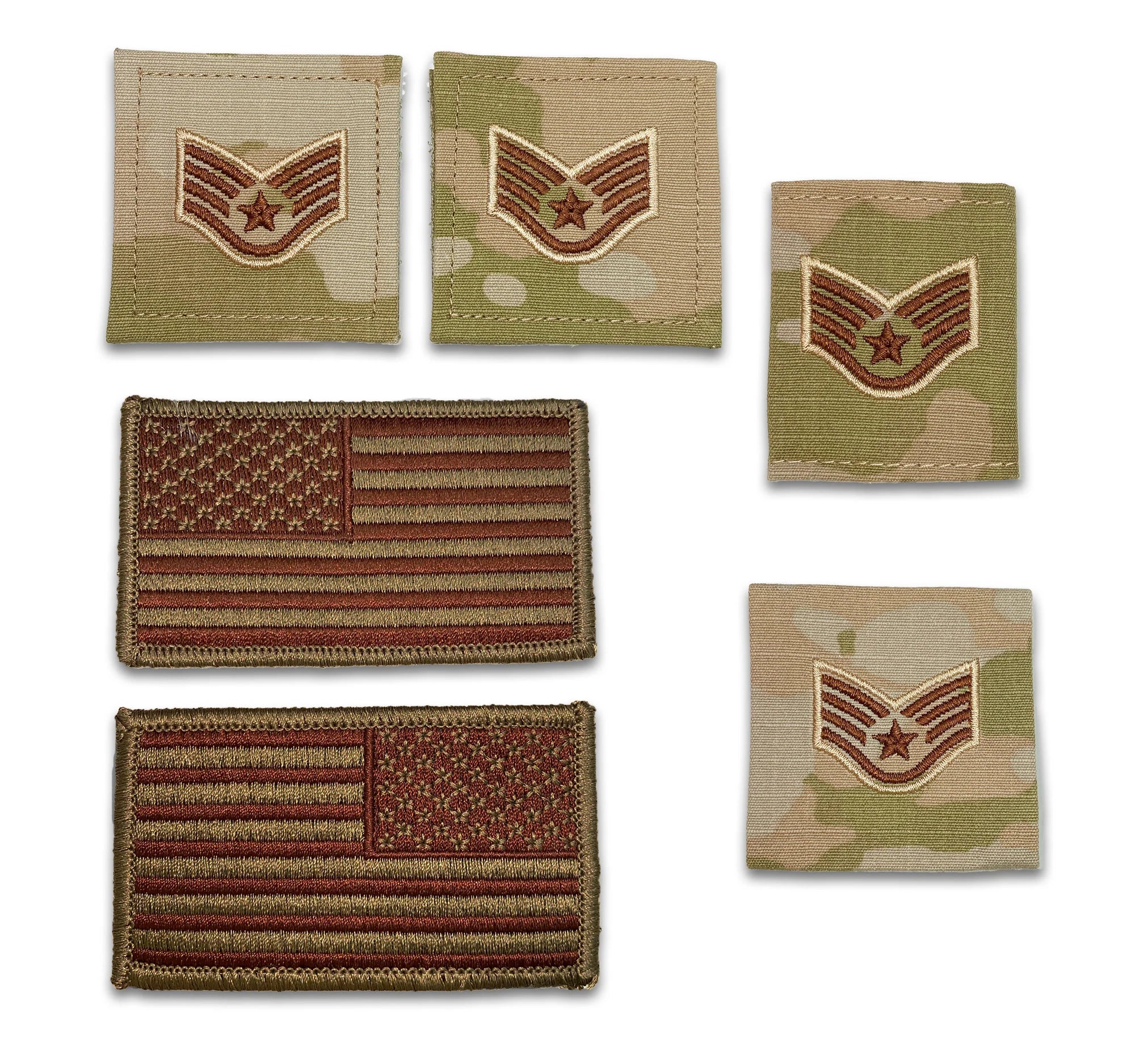 U.S. Air Force Senior Airman Rank and Reverse OCP Spice Brown Flag Bundle