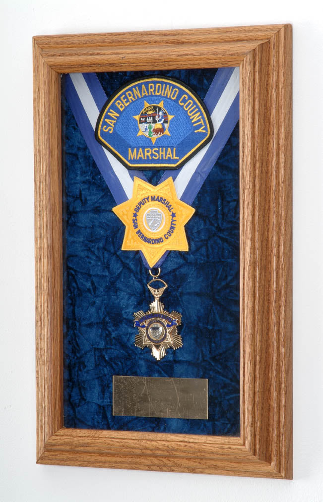 Single Medal Display Case, Wood Awards Display Case.