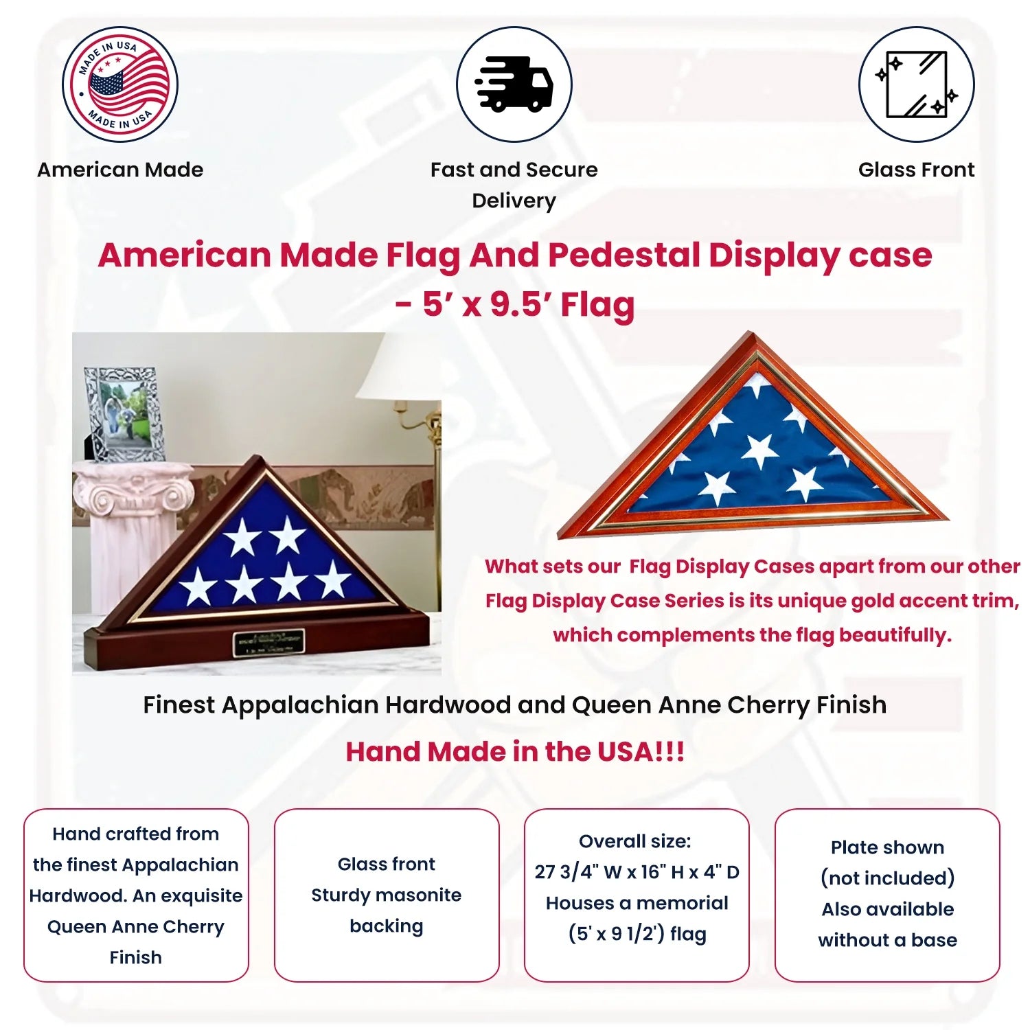 Flags Connections American Made Flag And Pedestal Display case.