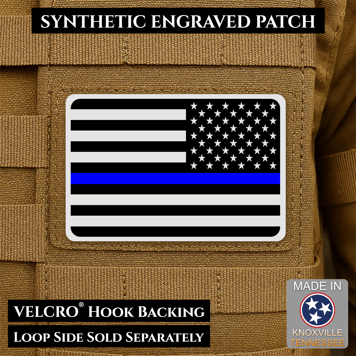Tactical Synthetic American Flag Patch, 2x3" | Made in USA | VELCRO® Brand Hook Backing