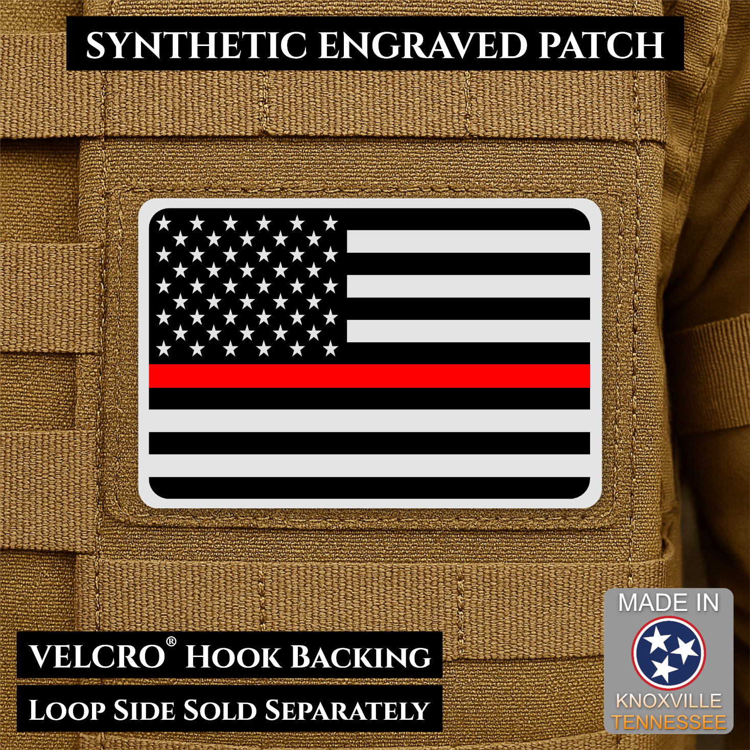 Tactical Synthetic American Flag Patch, 2x3" | Made in USA | VELCRO® Brand Hook Backing