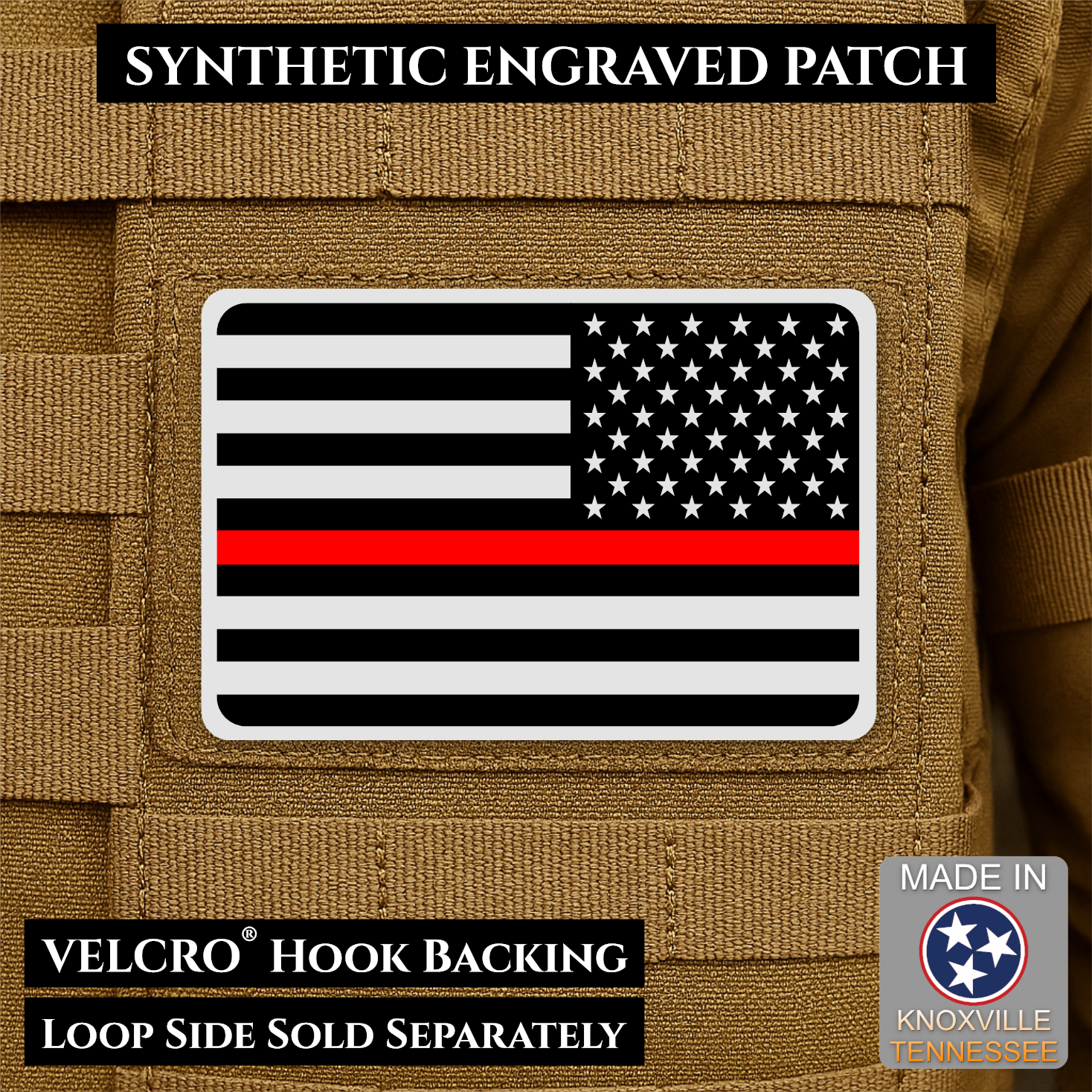 Tactical Synthetic American Flag Patch, 2x3" | Made in USA | VELCRO® Brand Hook Backing