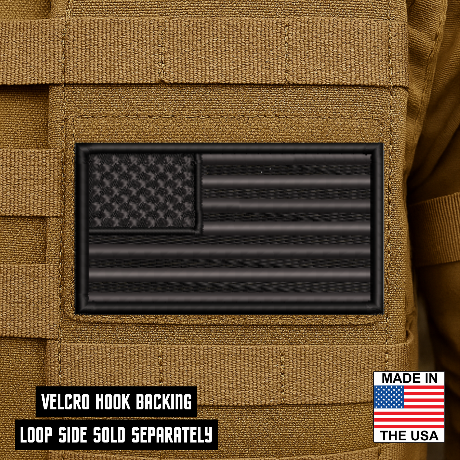 Blackout No Quarters Given American Flag Patch | Made in USA | VELCRO® Brand Hook Backing