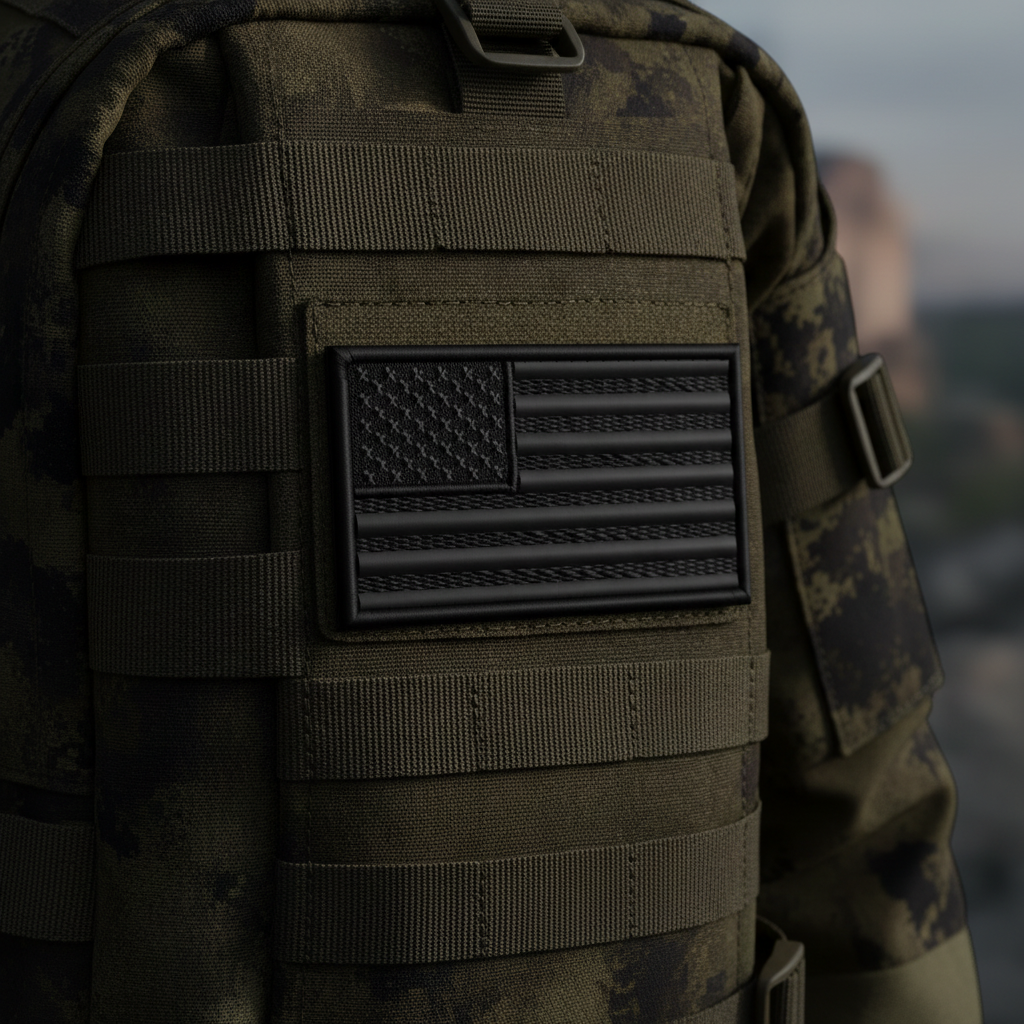 Blackout No Quarters Given American Flag Patch | Made in USA | VELCRO® Brand Hook Backing