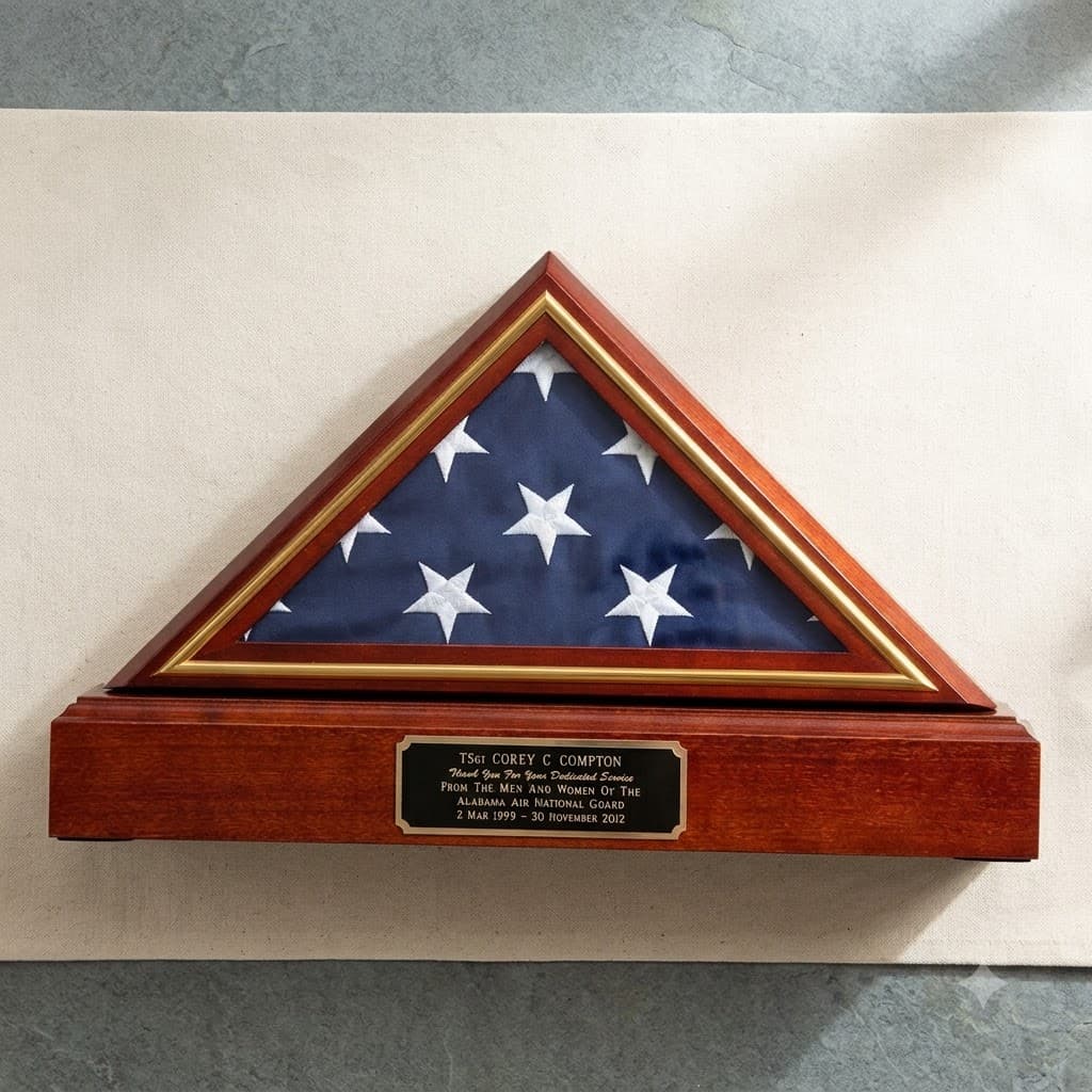 Flag and Base display case, American Flag and Pedestal Display Frame