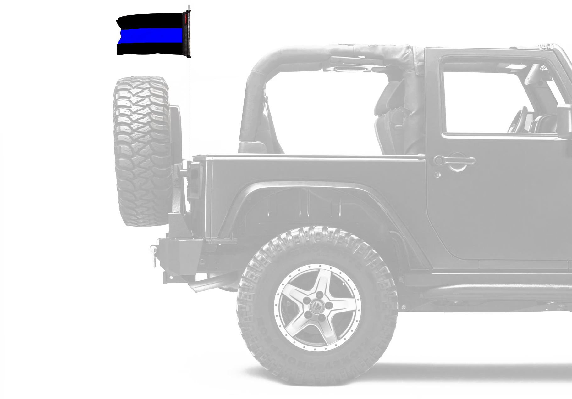 Thin Blue Line 12"x18" Forever Wave Flag for Jeep Wrangler JKU 4-Door 2007-2018