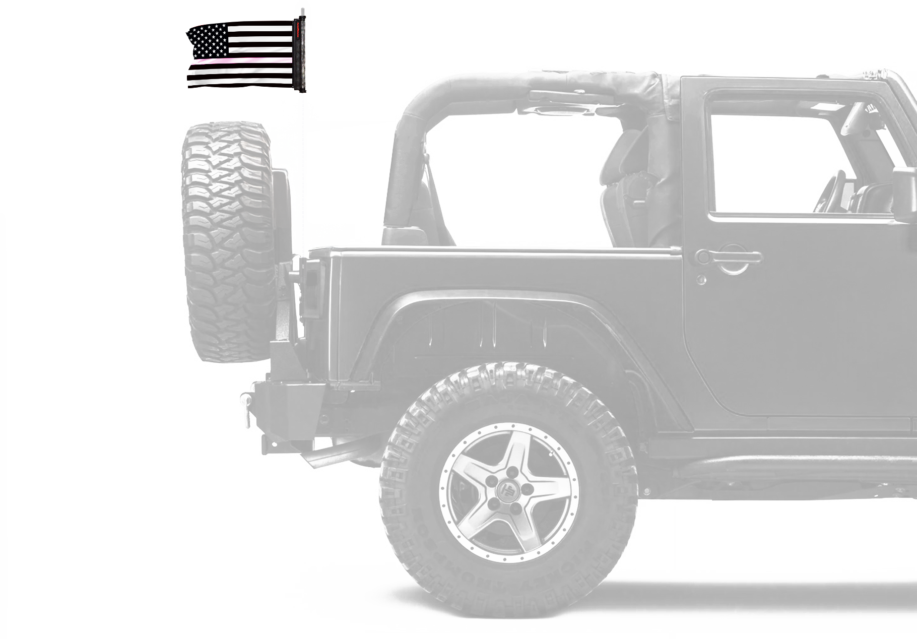 USA Subdued Thin Pink Line 12"x18" Forever Wave Flag for Jeep Wrangler TJ 1996-2006