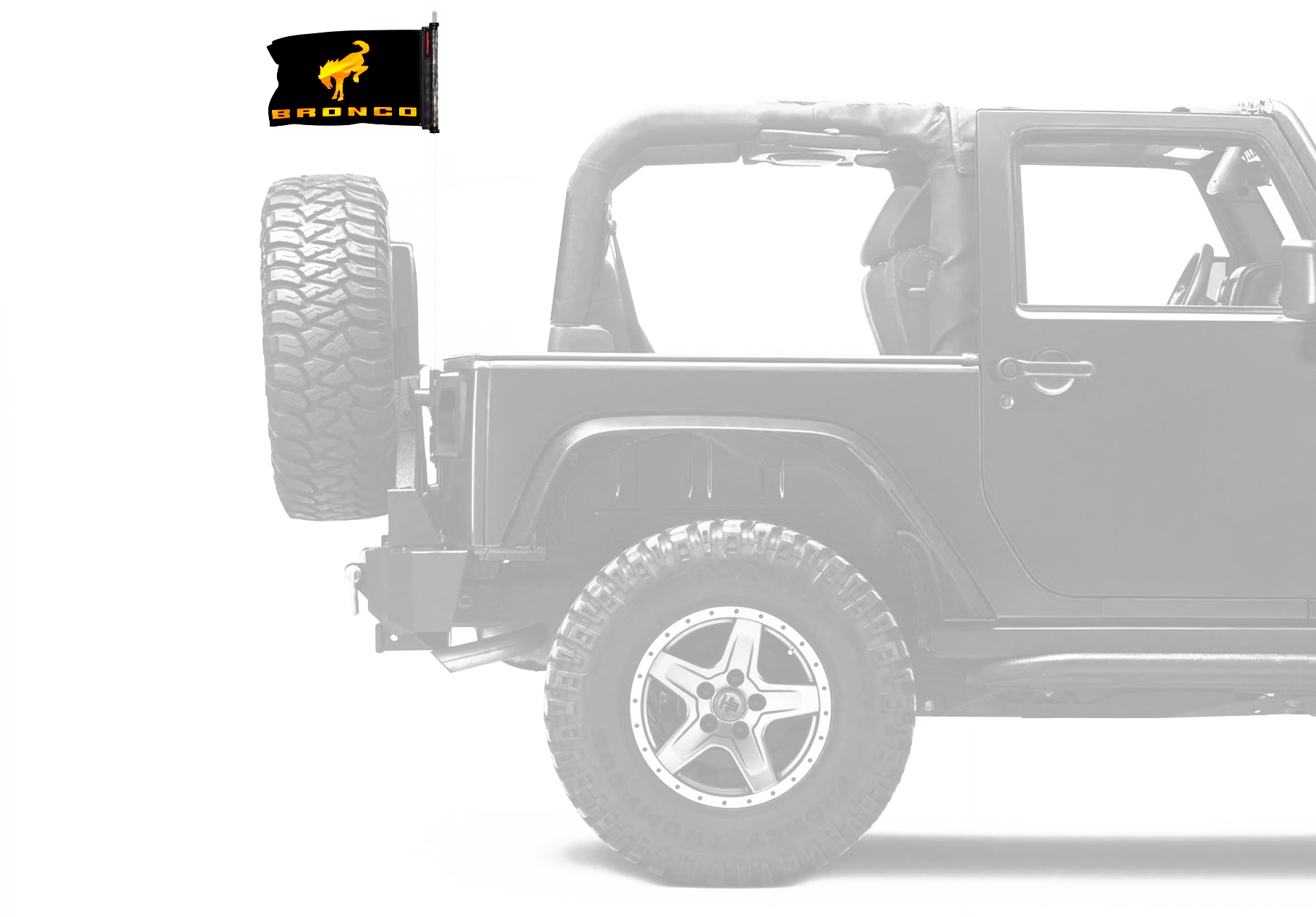 Bucking Bronco 12"x18" Forever Wave Flag for Jeep Wrangler JL 2-Door 2018-Present